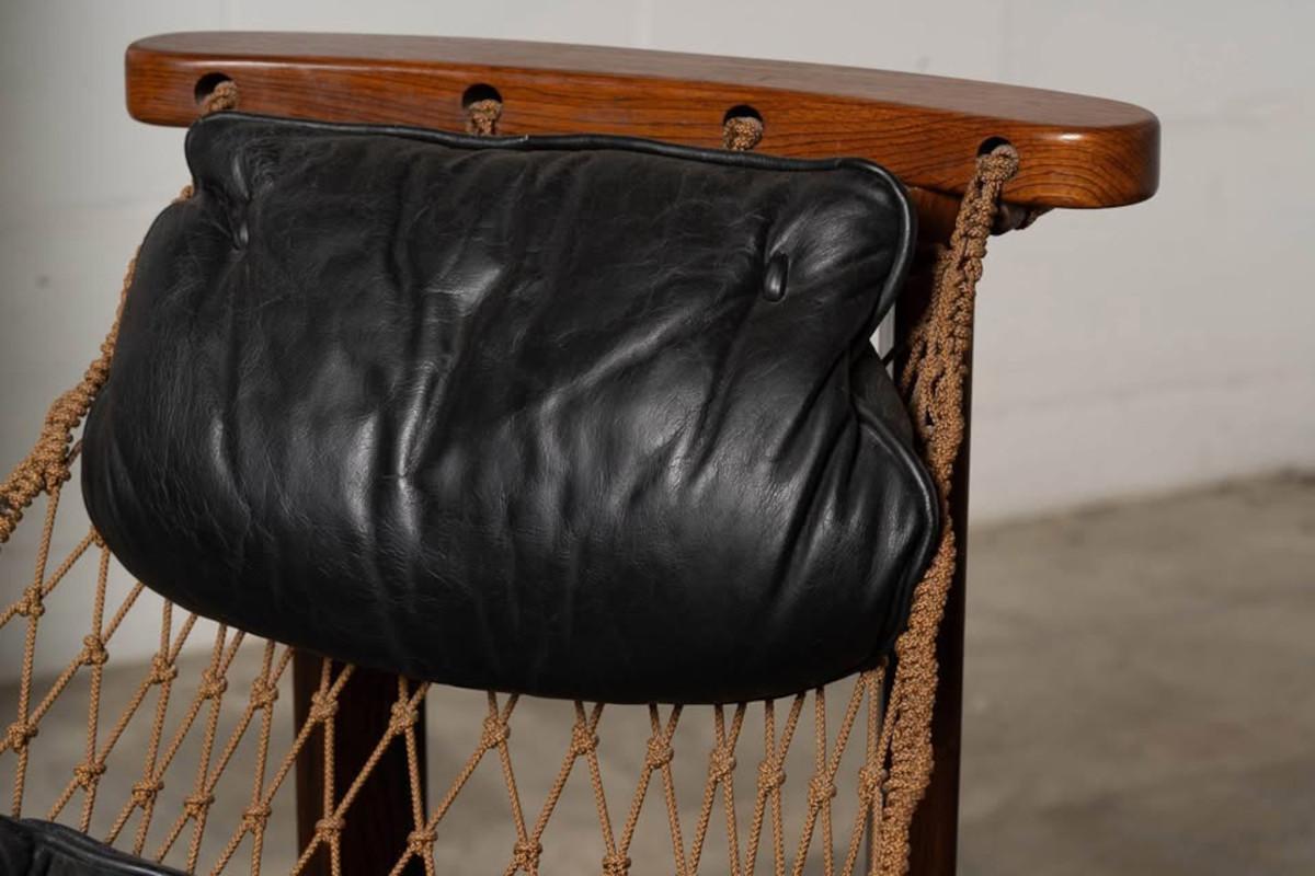 Hardwood Authentic Jangada Chair & Ottoman by Jean Gillon for WoodArt For Sale