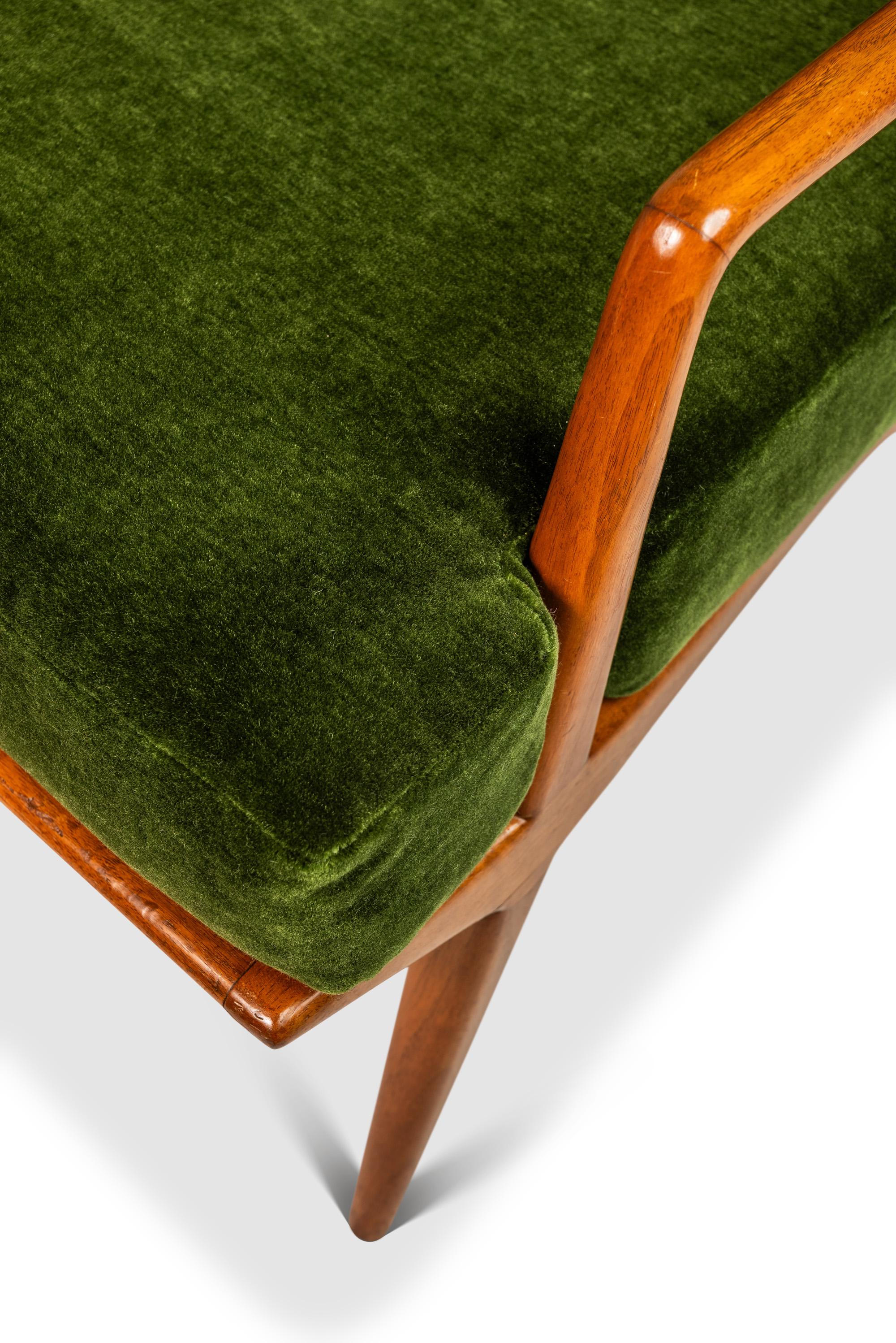 Chair & Ottoman in Walnut, Carlo de Carli, M. Singer and Sons, Italy-USA, 1950's For Sale 10