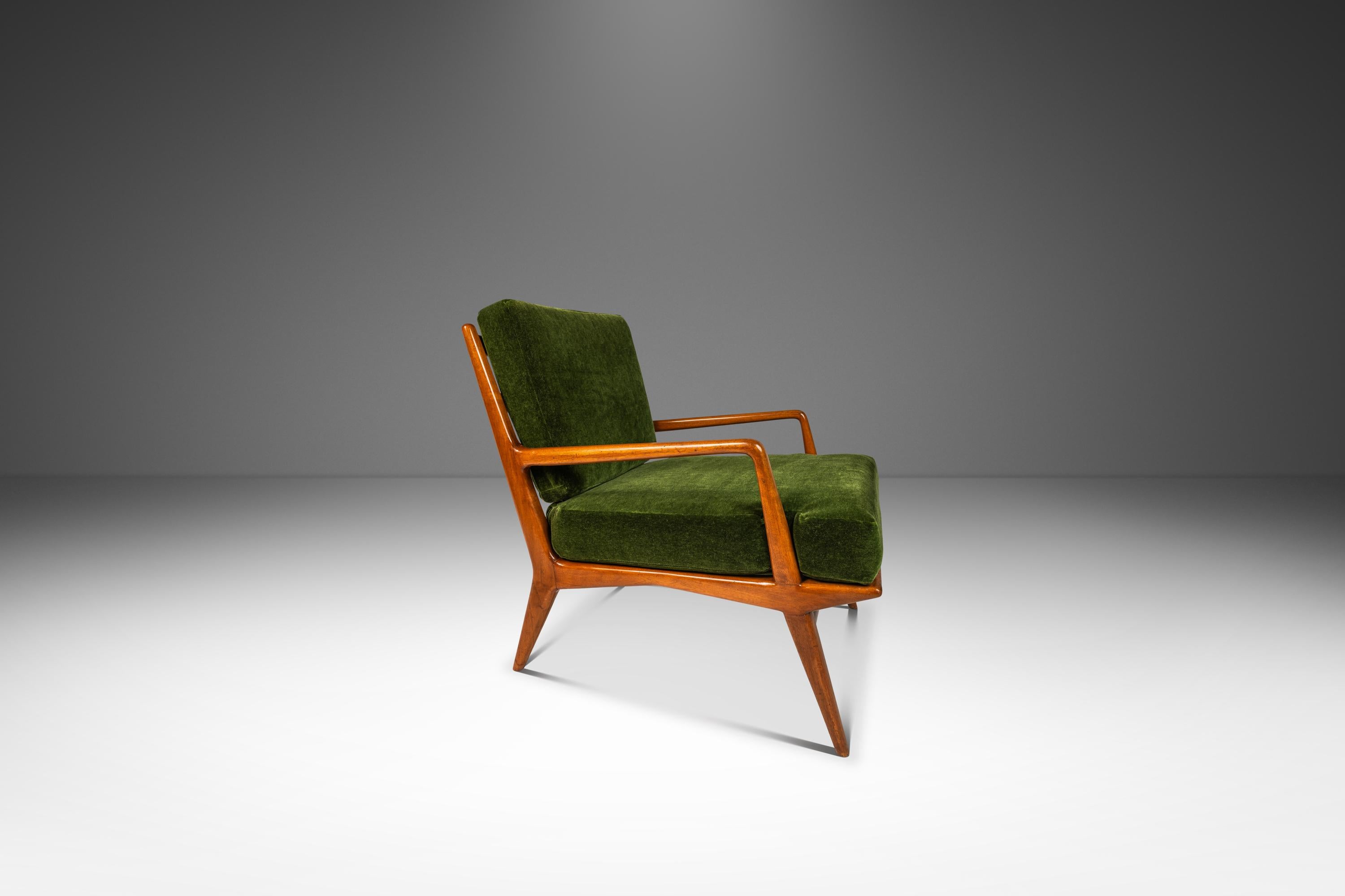 Chair & Ottoman in Walnut, Carlo de Carli, M. Singer and Sons, Italy-USA, 1950's For Sale 1