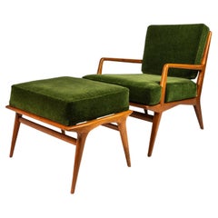 Chair & Ottoman in Walnut, Carlo de Carli, M. Singer and Sons, Italy-USA, 1950's
