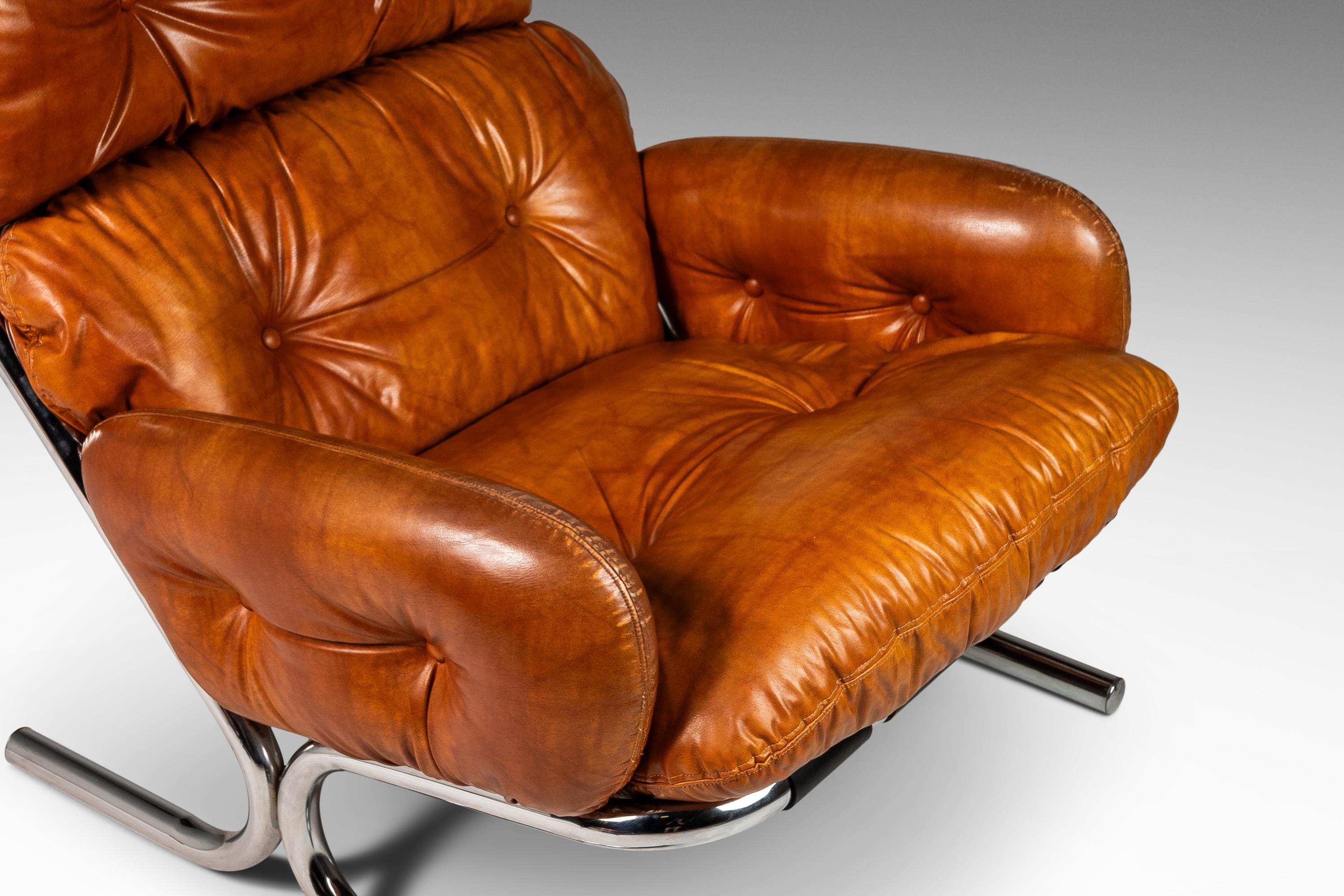 Ensemble chaise et pouf en cuir de Milo Baughman pour Directional, États-Unis, vers les années 1960 en vente 4