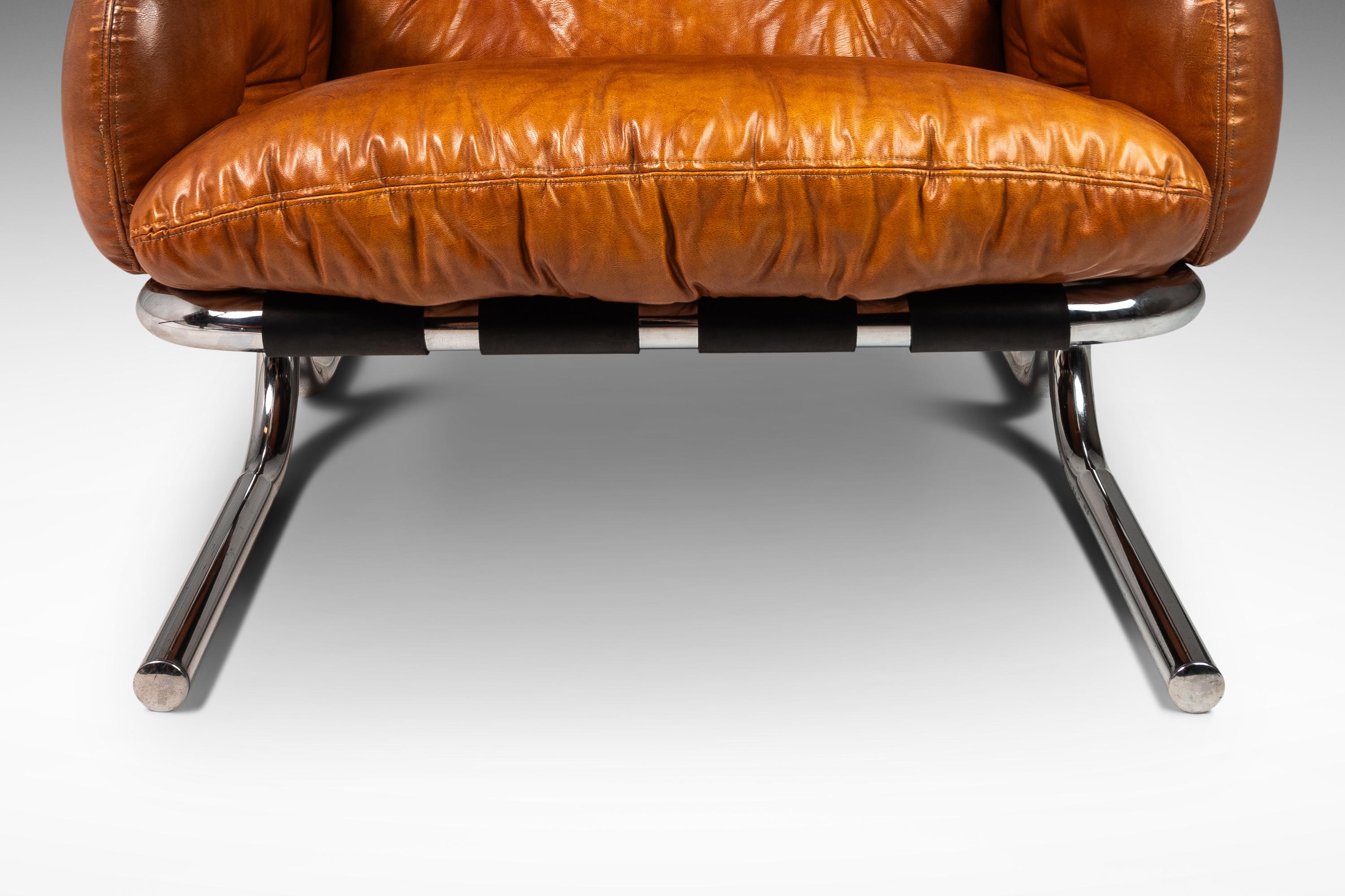 Ensemble chaise et pouf en cuir de Milo Baughman pour Directional, États-Unis, vers les années 1960 en vente 7