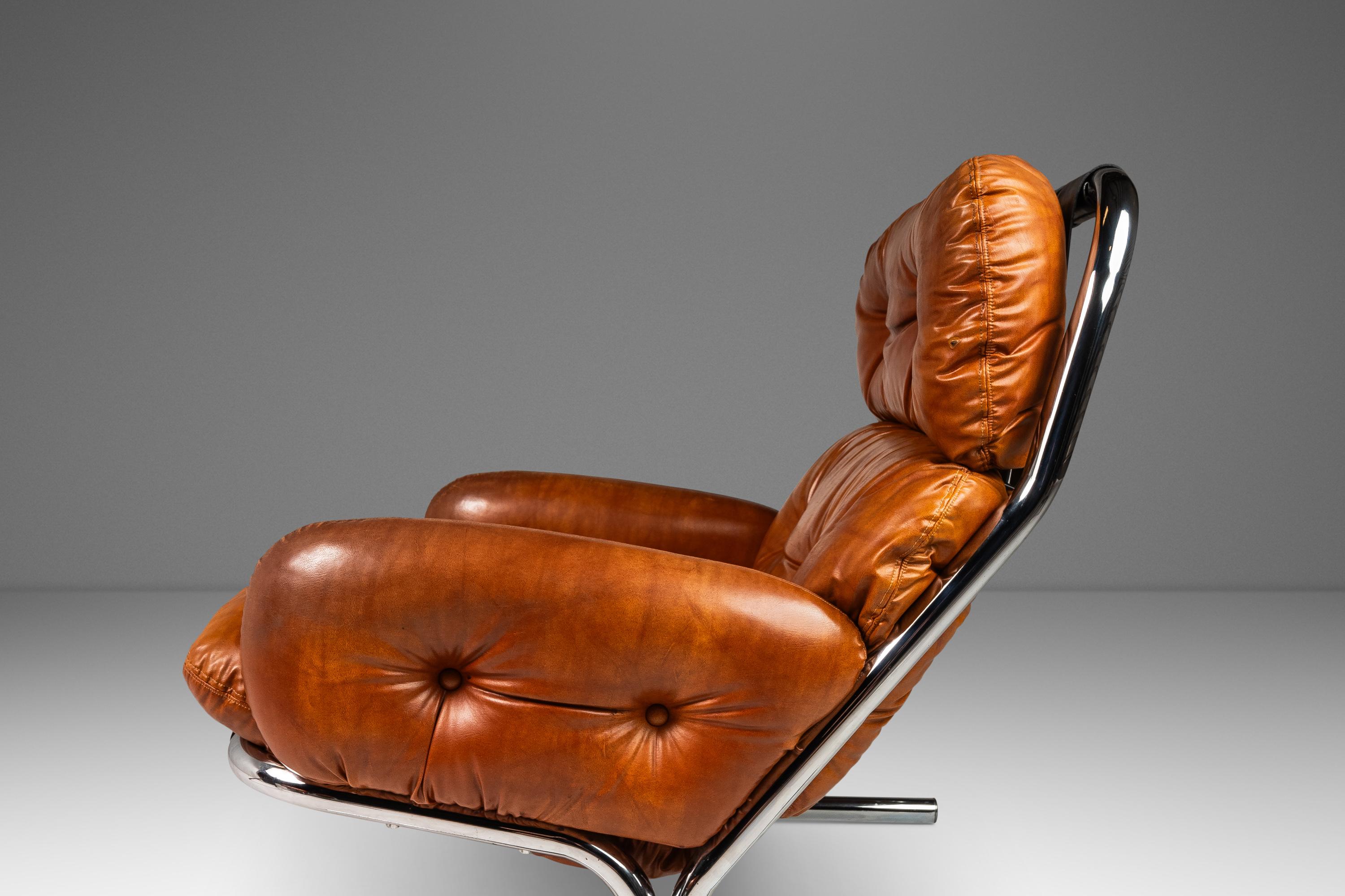 Ensemble chaise et pouf en cuir de Milo Baughman pour Directional, États-Unis, vers les années 1960 en vente 8