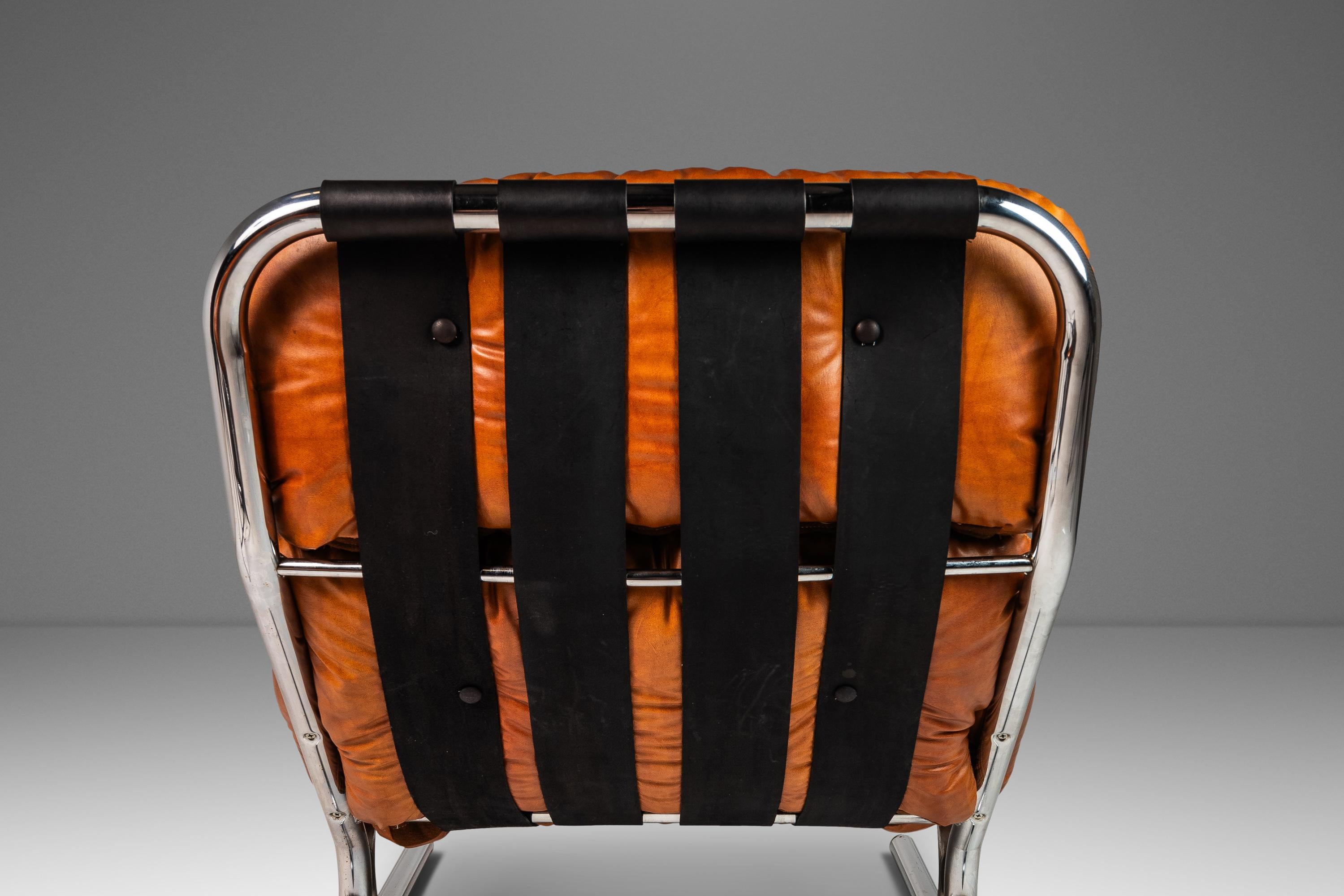 Ensemble chaise et pouf en cuir de Milo Baughman pour Directional, États-Unis, vers les années 1960 en vente 9
