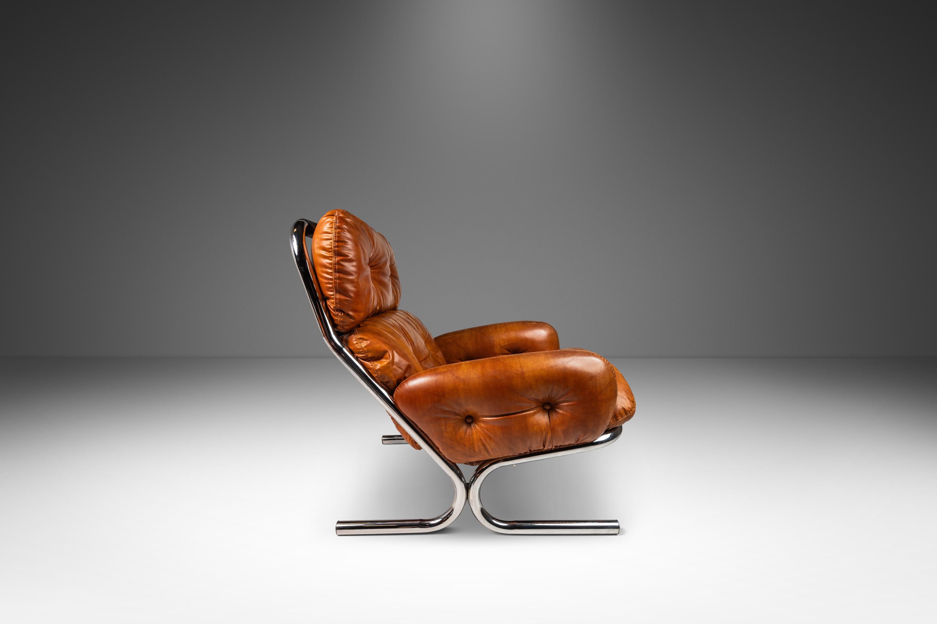 Ensemble chaise et pouf en cuir de Milo Baughman pour Directional, États-Unis, vers les années 1960 en vente 2