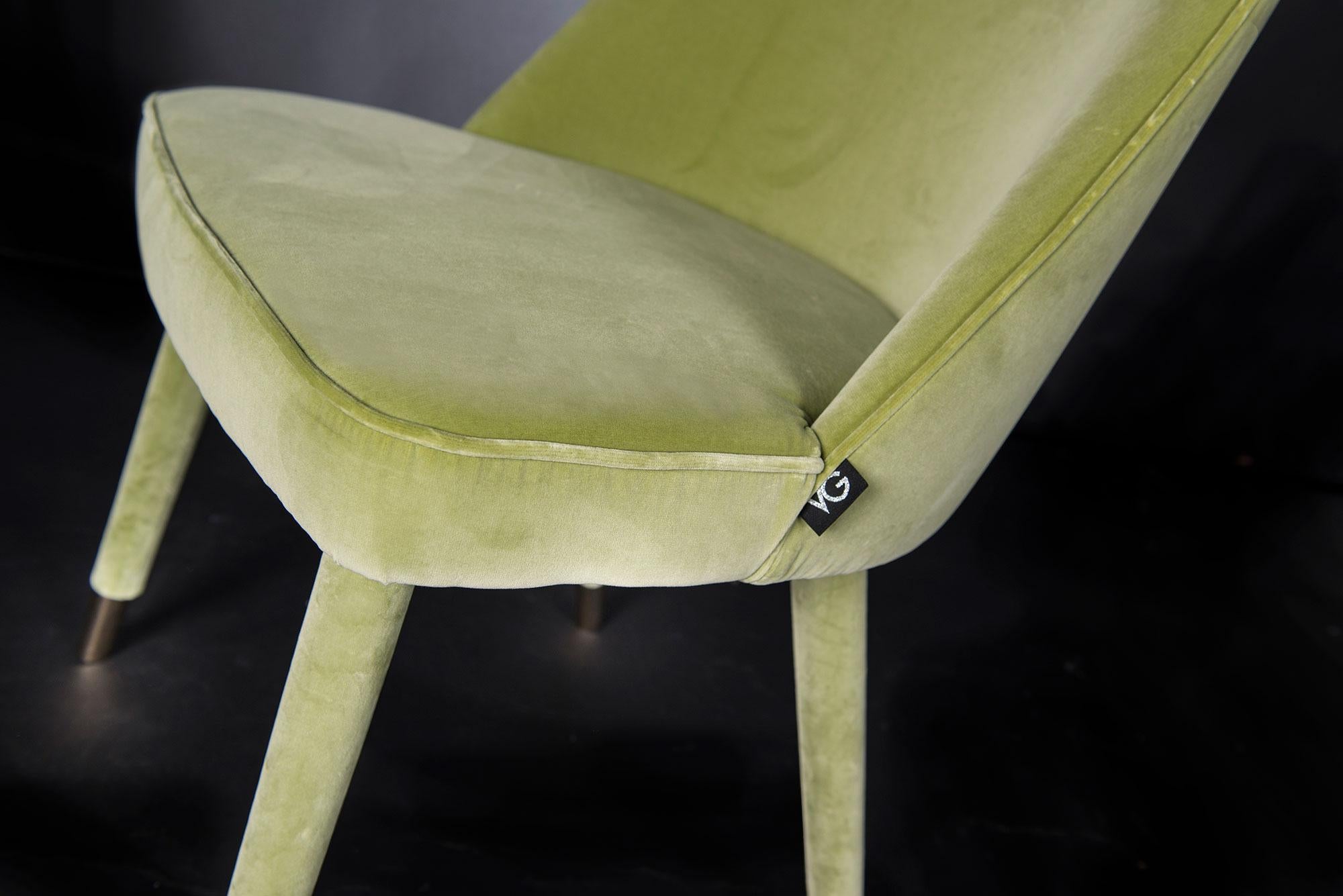 Modern Chair Paulette, Velvet and Metal, Italy For Sale