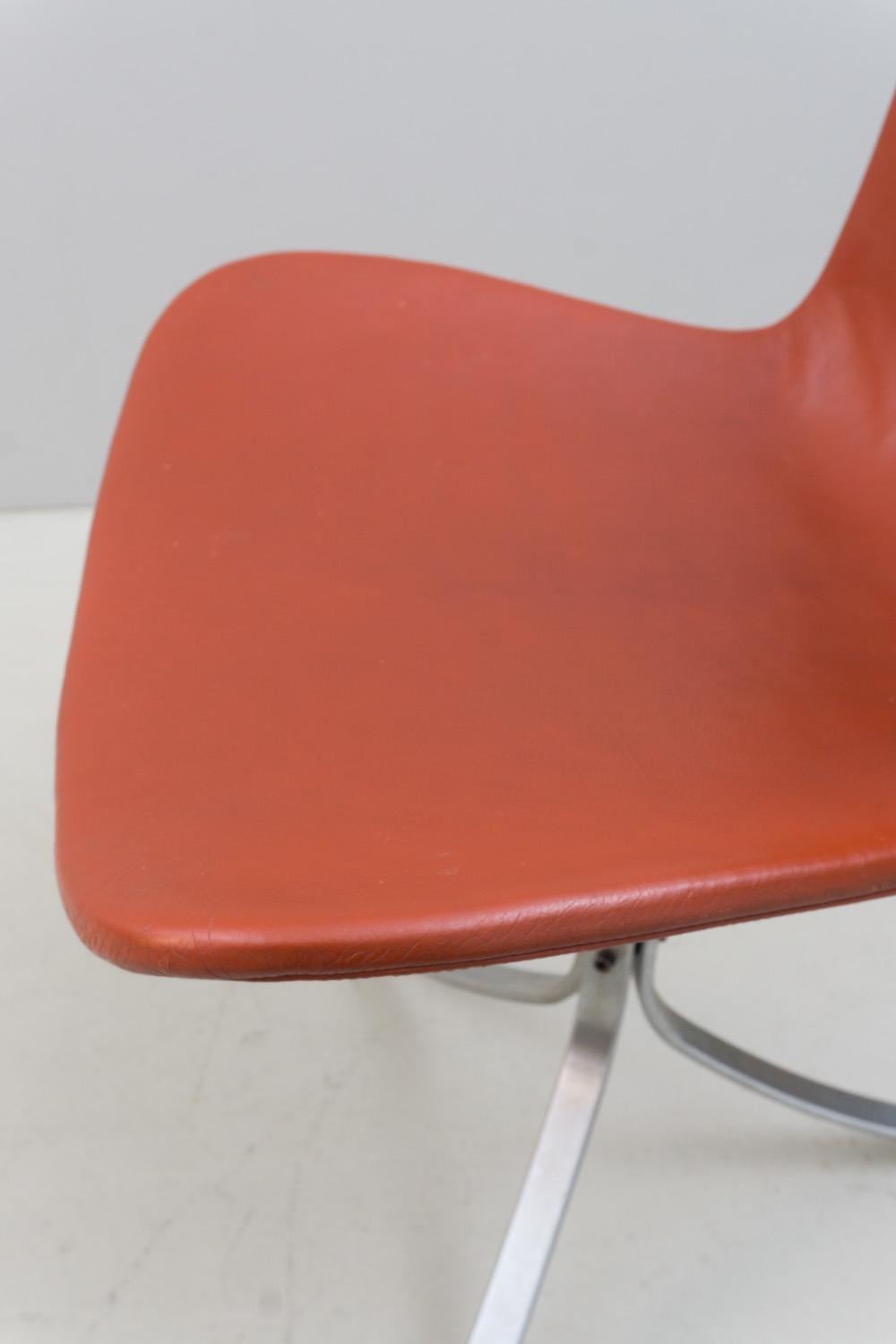 Chair 'PK 9' by Poul Kjaerholm, Fritz Hansen, Steel, Leather, 1960 For Sale 2