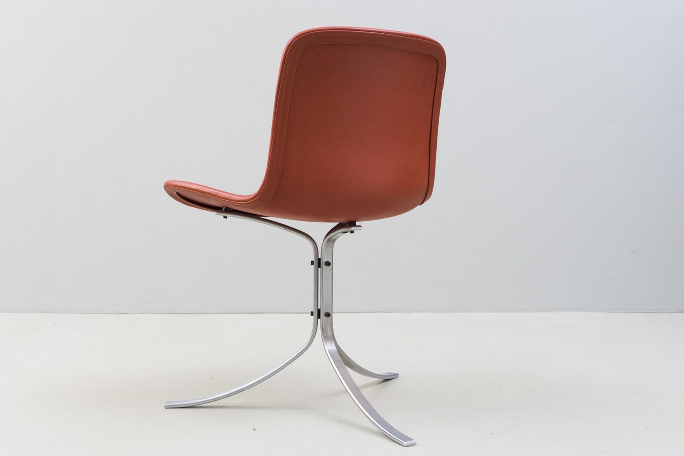 Italian Chair 'PK 9' by Poul Kjaerholm, Fritz Hansen, Steel, Leather, 1960 For Sale