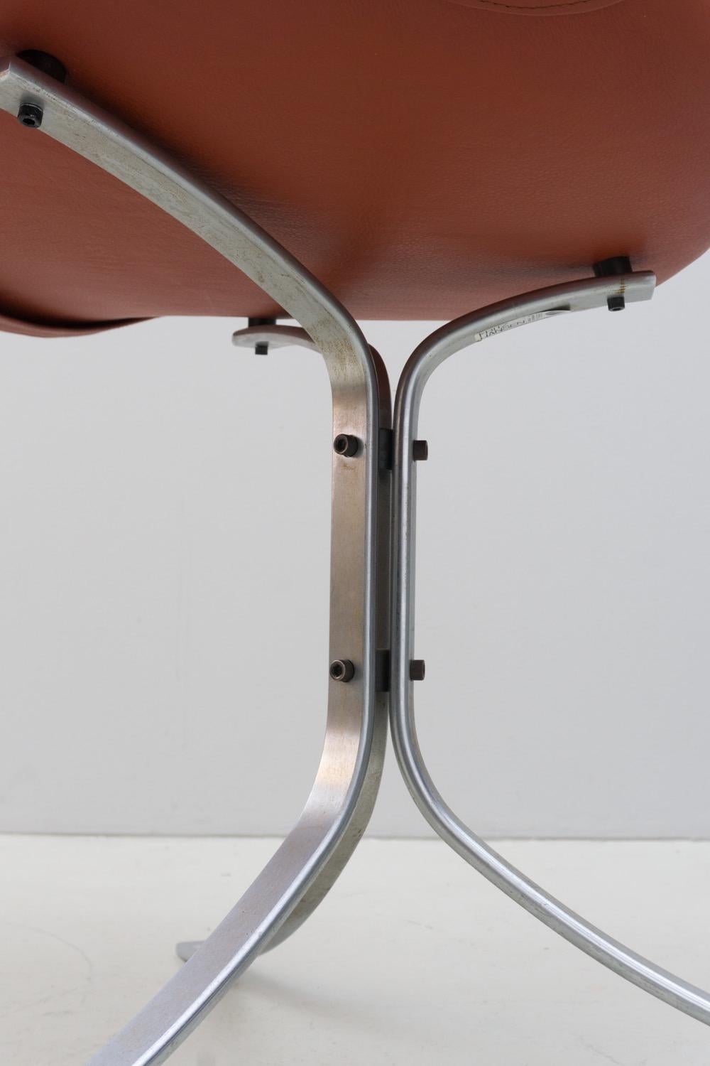 Chair 'PK 9' by Poul Kjaerholm, Fritz Hansen, Steel, Leather, 1960 In Excellent Condition In Berlin, DE