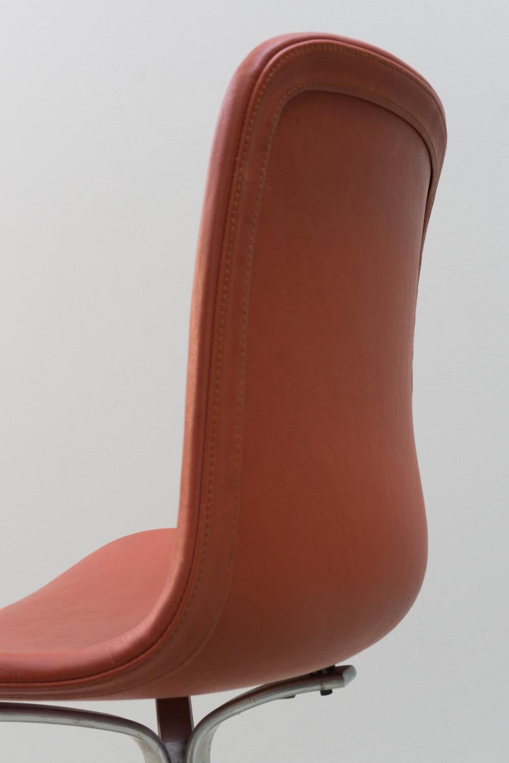 Chair 'PK 9' by Poul Kjaerholm, Fritz Hansen, Steel, Leather, 1960 For Sale 1