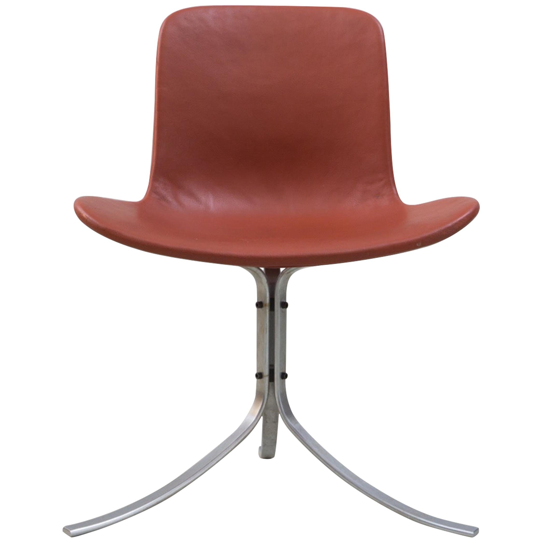 Chair 'PK 9' by Poul Kjaerholm, Fritz Hansen, Steel, Leather, 1960