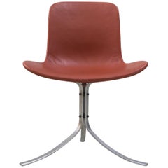 Stuhl „PK 9“ von Poul Kjaerholm, Fritz Hansen, Stahl, Leder, 1960