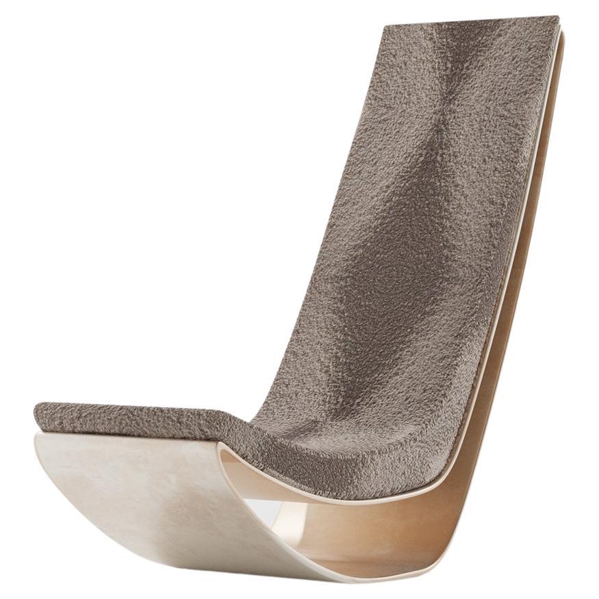 Chair R1, Silvered Bronzed Finished Steel Framed Rocking Aesthetic Lounge Chair For Sale