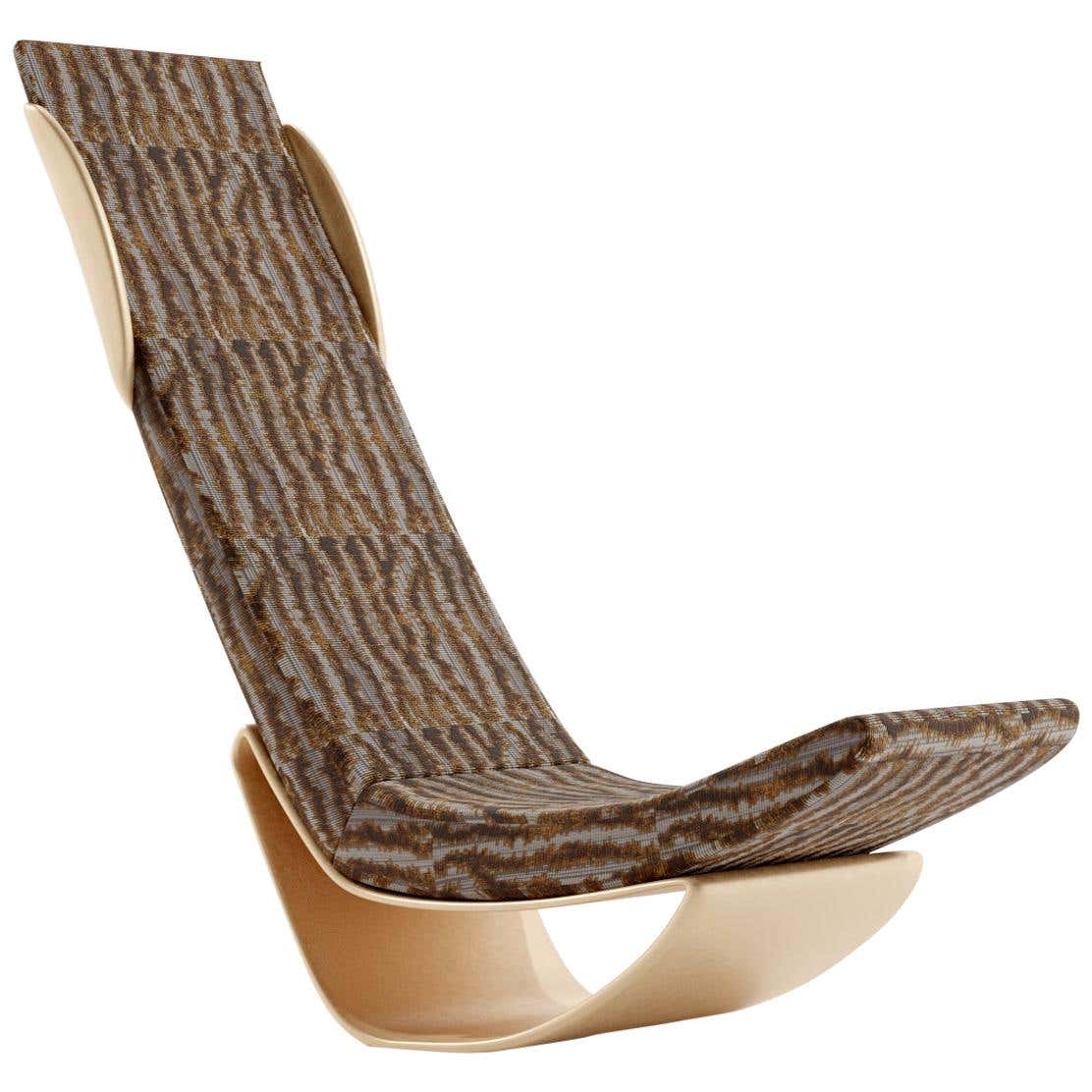 Chair R2, Powder Bronzed Finished Steel Framed Rocking Aesthetic Lounge ...