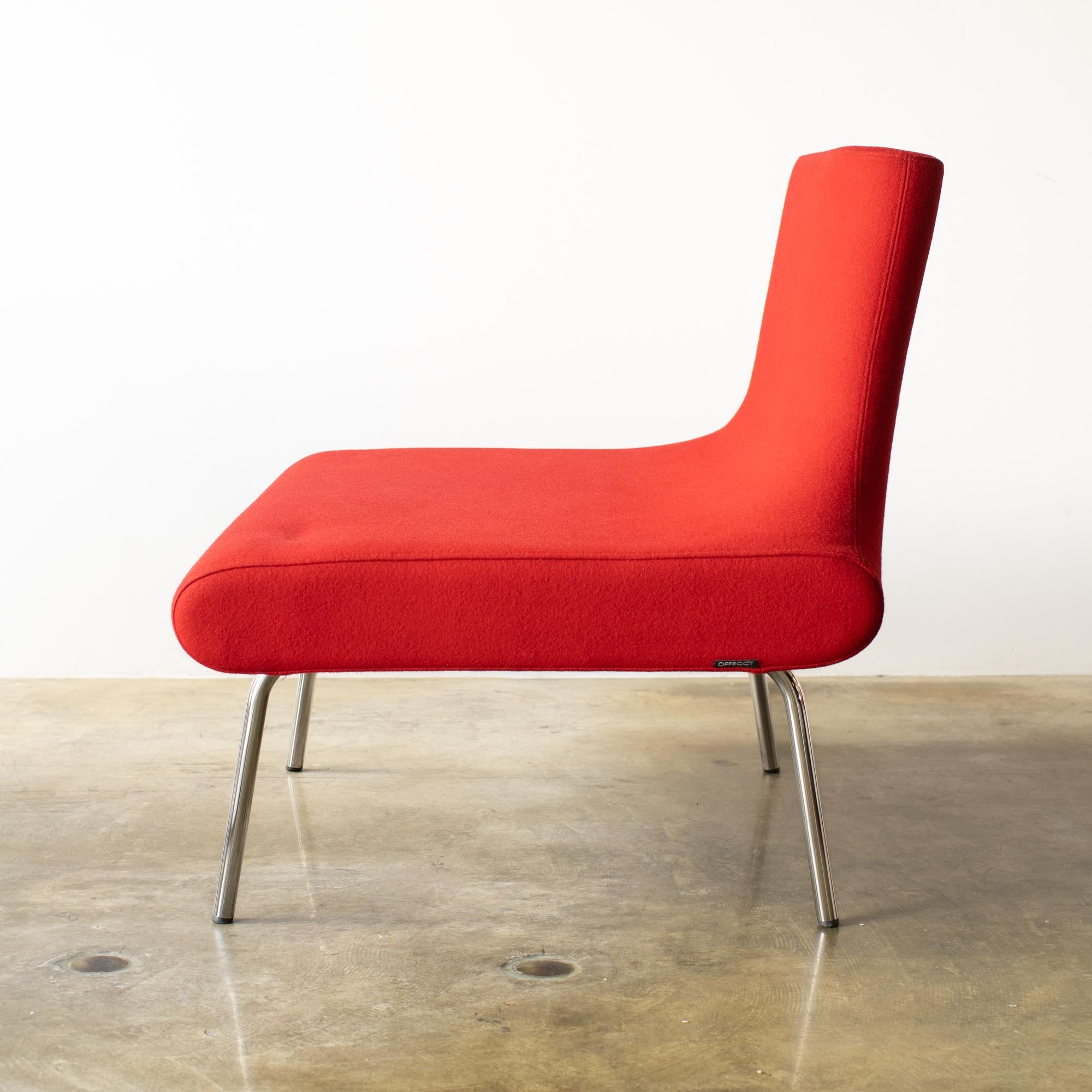 Swedish Chair red fabric Orbit sofa Eero Koivisto  Y2K style design space age For Sale
