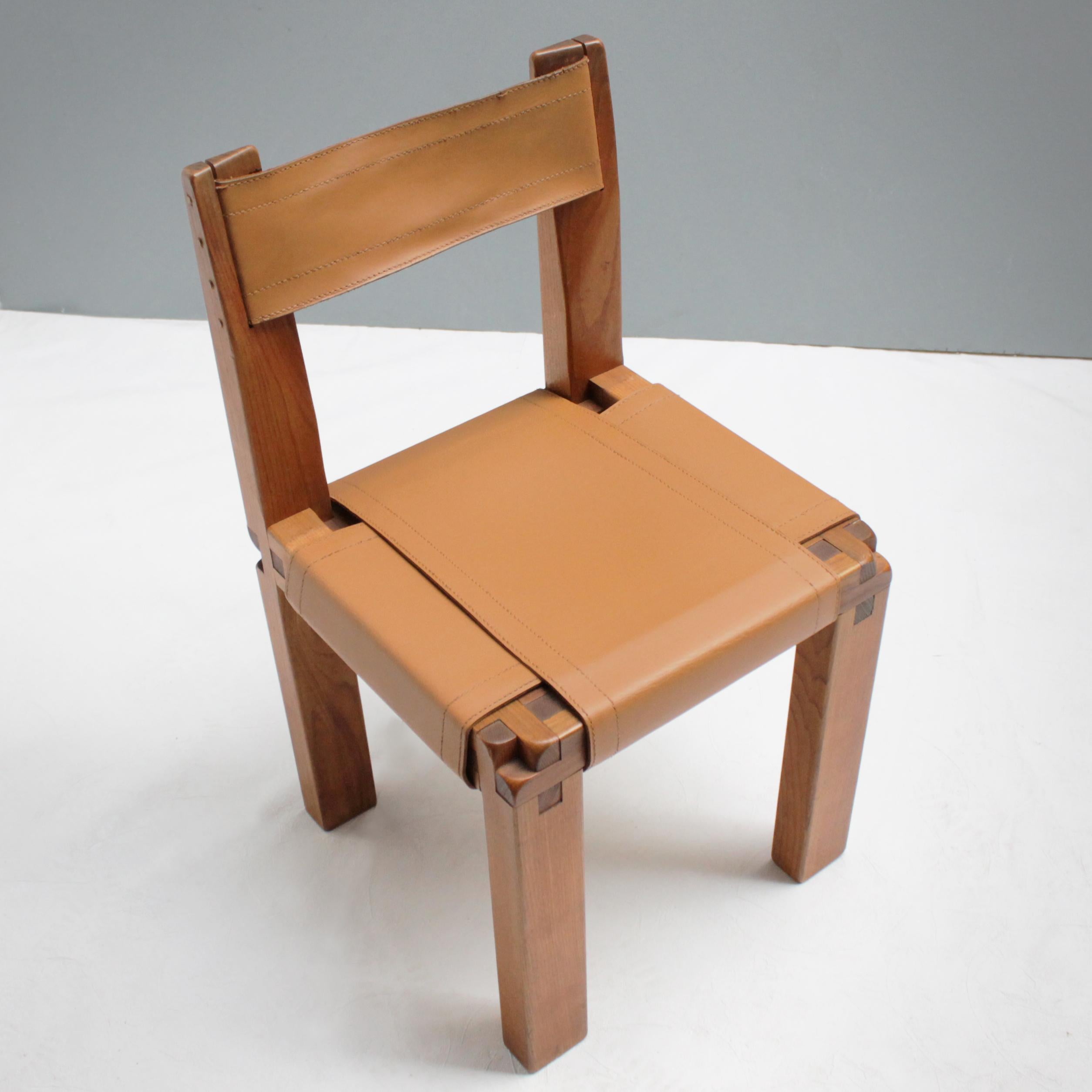 Leather Chair S11 by Pierre Chapo, France