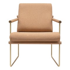 Mid-Century Modern Brass & Oakwood 'Audrey' S12 Lightweight Armchair