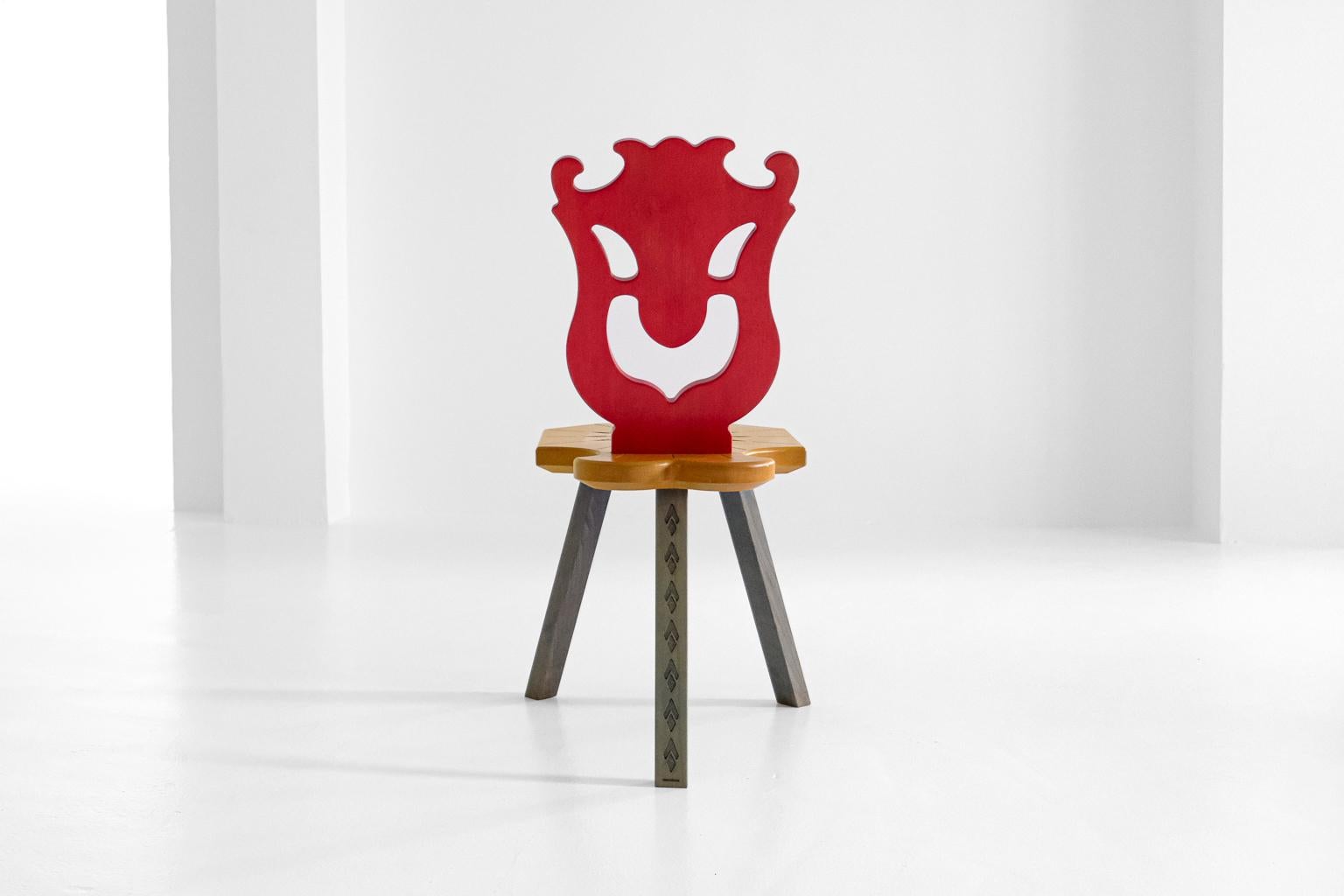 Beech chair 'sedile del museo bagatti valsecchi' by alessandro mendini for mastrangelo