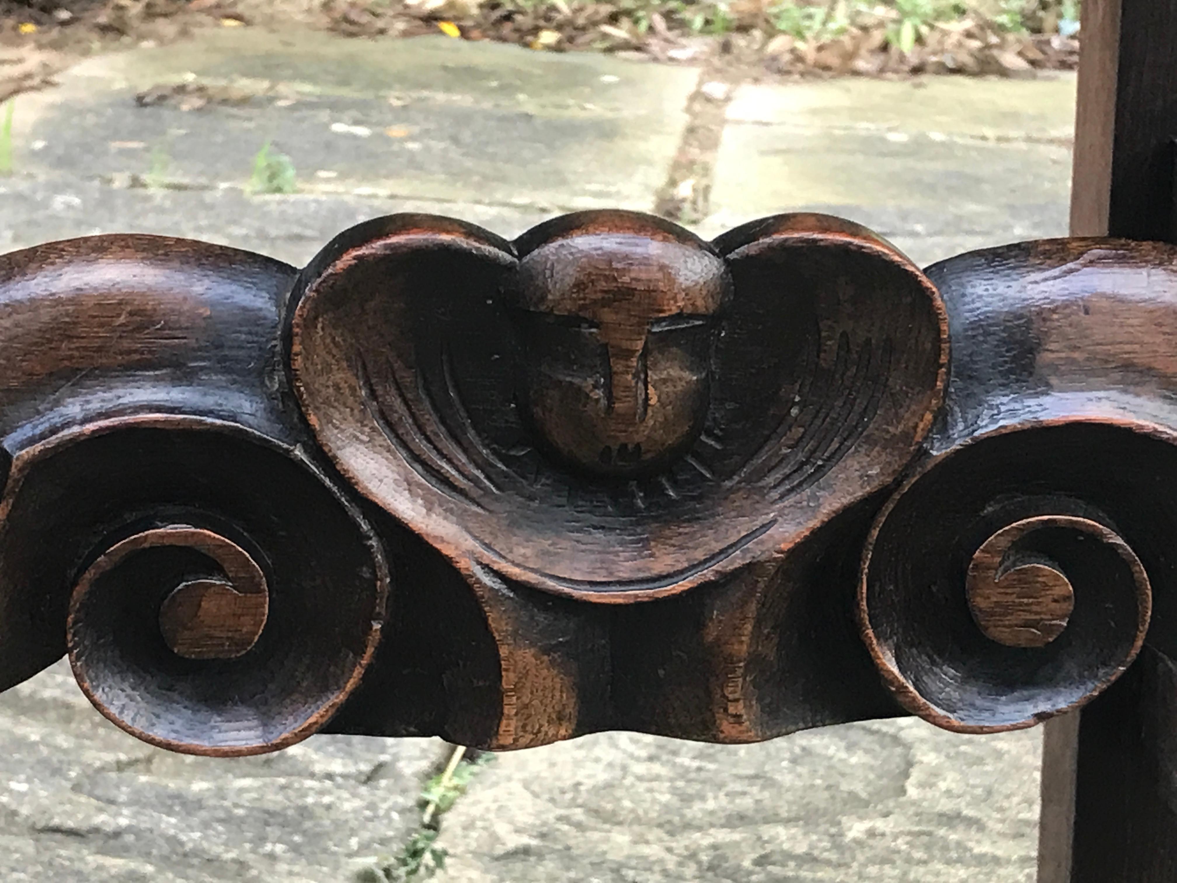 Chair Set of 4 Leather Oak English Jacobean Baroque Revival Antiquarian In Good Condition In BUNGAY, SUFFOLK