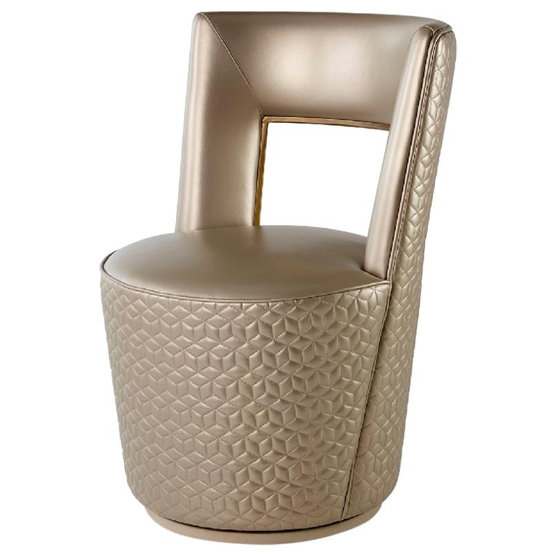 Chair Silver or Bronze Decorative Frame Opening at Back Swivel Base For Sale