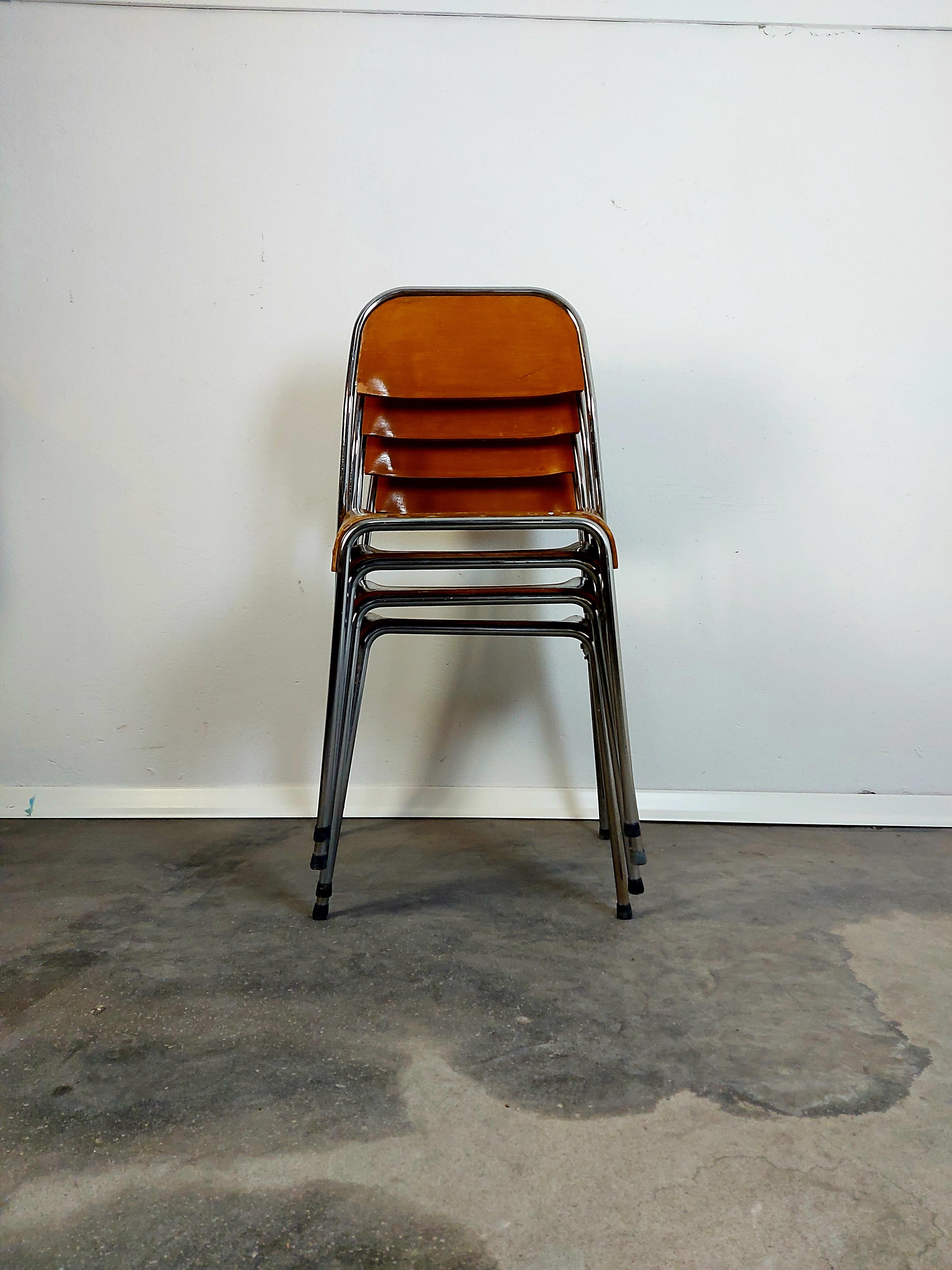 Metal Chair, Stackable, 1970s, 1 of 5