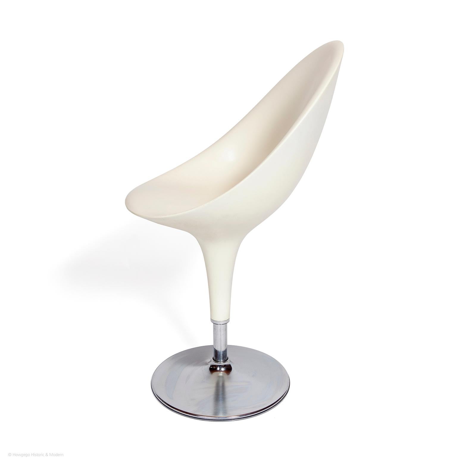 Post-Modern Chair Swivel Bar Stool White Plastic Chrome Italian Stefano Giovannoni Magis For Sale