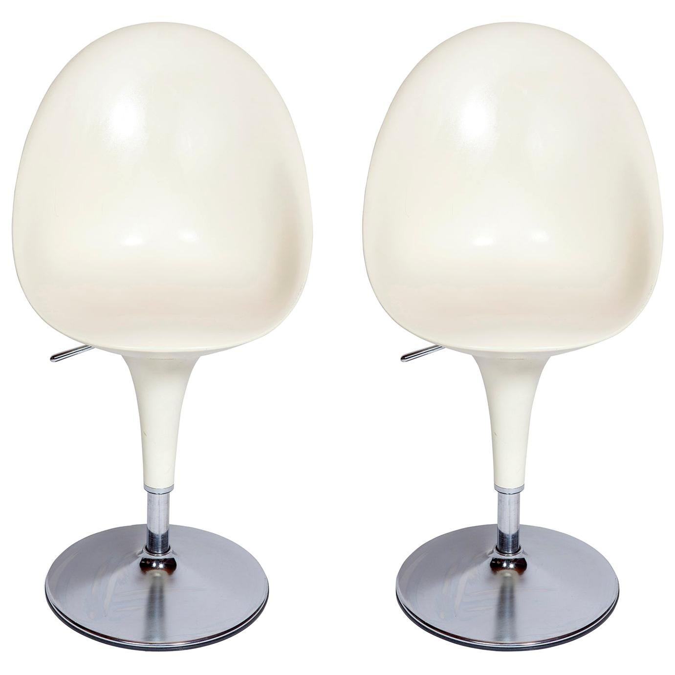 Chair Swivel Bar Stool White Plastic Chrome Italian Stefano Giovannoni Magis  For Sale at 1stDibs | bombo chair