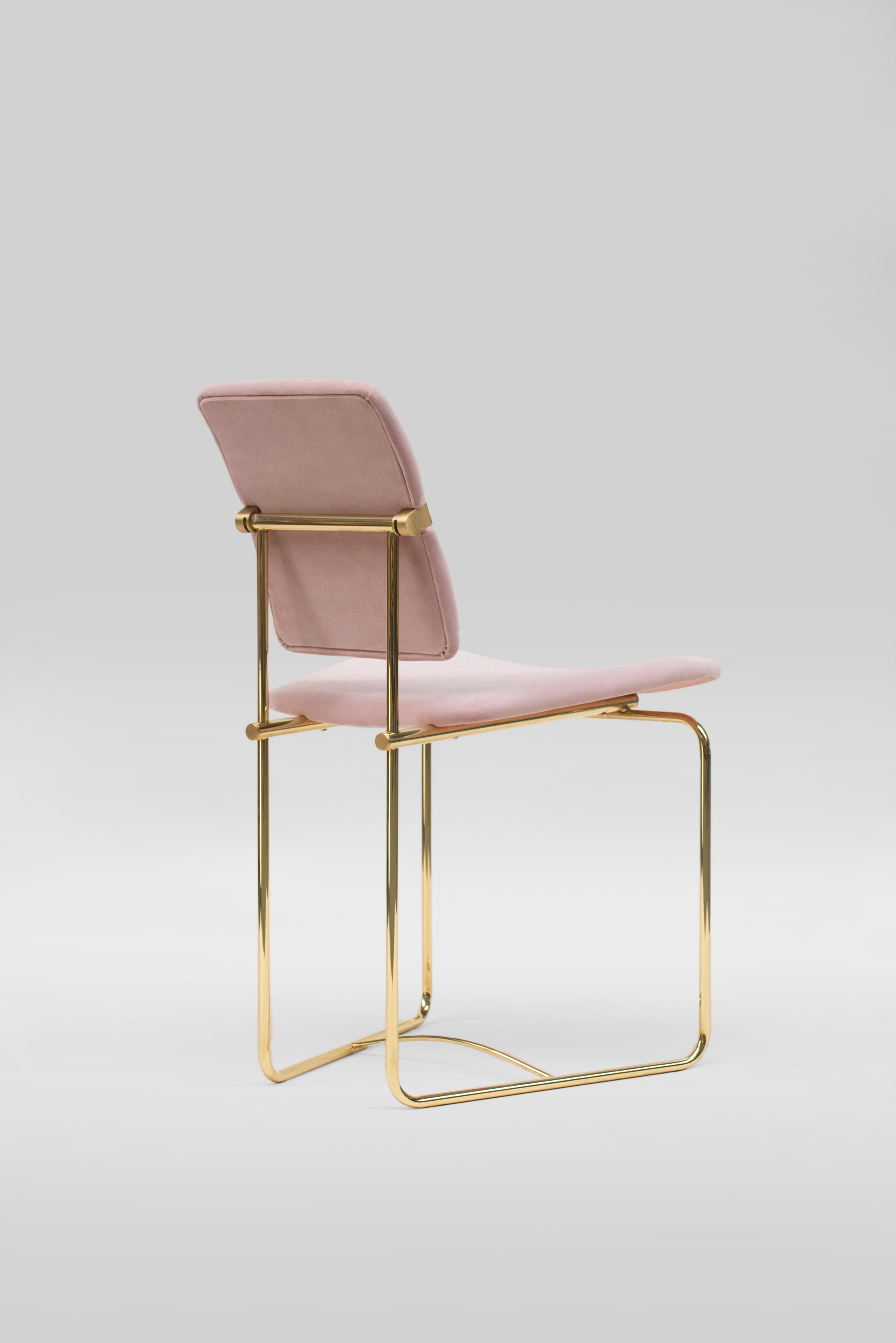 Late 20th Century Bauhaus Style Polished Brass & Pink Velvet 'Jodie' SO2 Chair In New Condition In Swalmen, NL