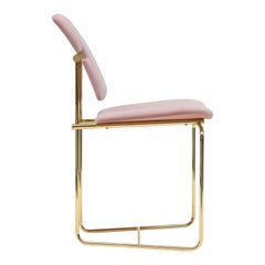 Stuhl „Jodie“ SO2 aus poliertem Messing und rosa Samt im Bauhaus-Stil des späten 20. Jahrhunderts