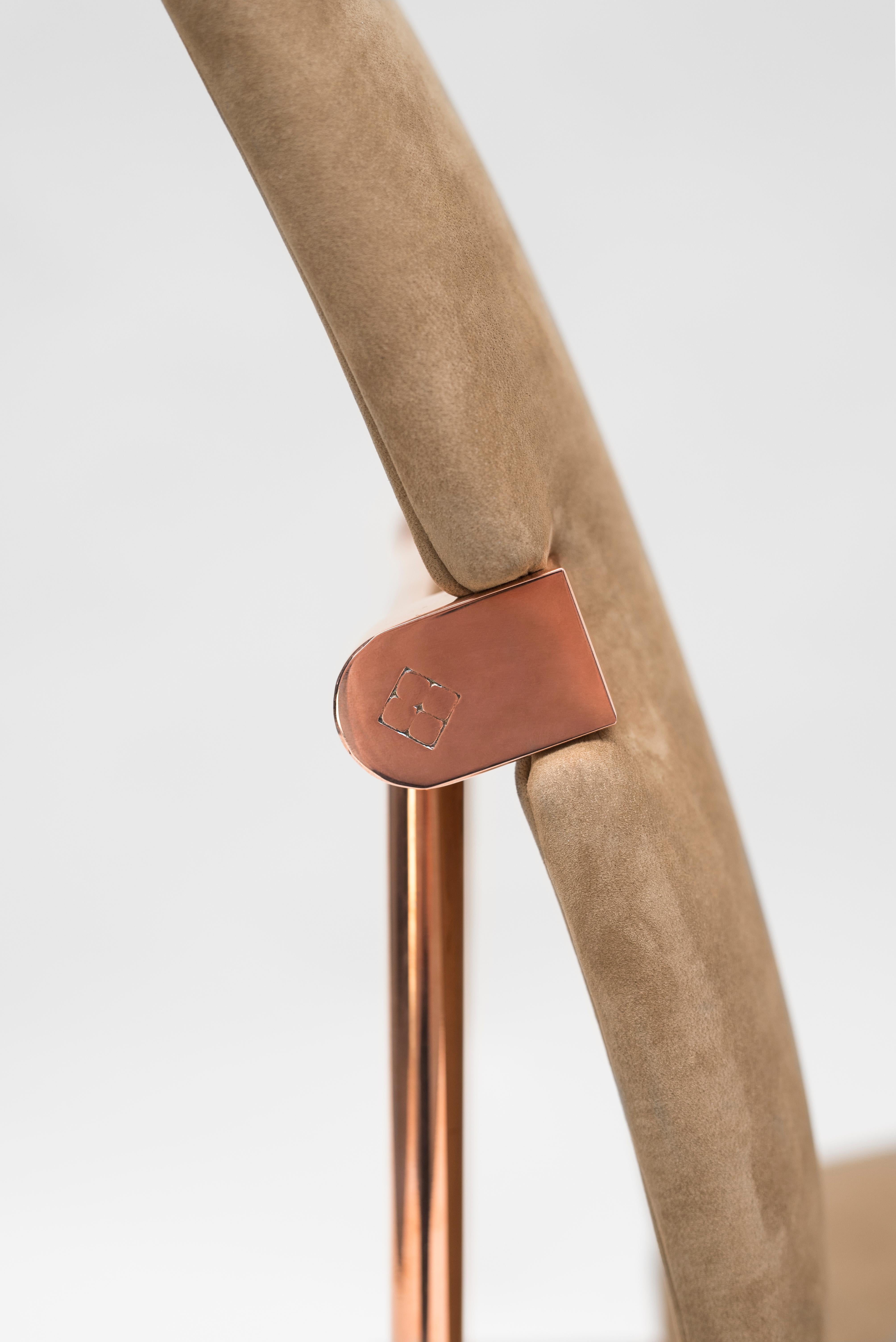 Dutch Late 20th Century Bauhaus Style Copper Gloss & Beige Suede 'Jodie' SO2 Chair 