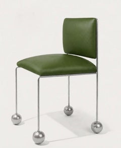 Silla Escultural Pie de Bola, Piel de Cactus Vegana, Verde