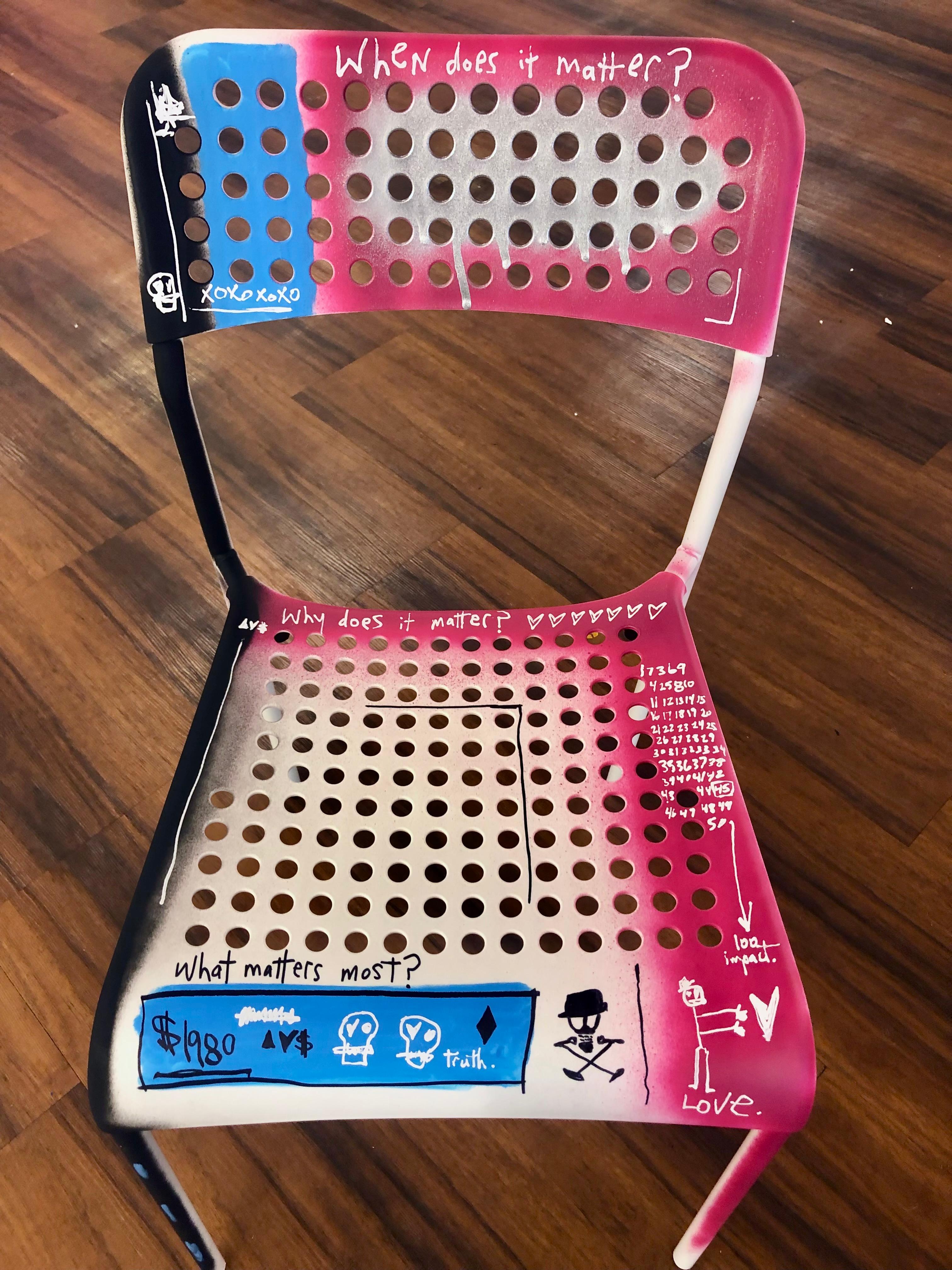 Stuhl (VI) Pop Art Graffiti Tagged Chair von Adam Baranello (Moderne) im Angebot