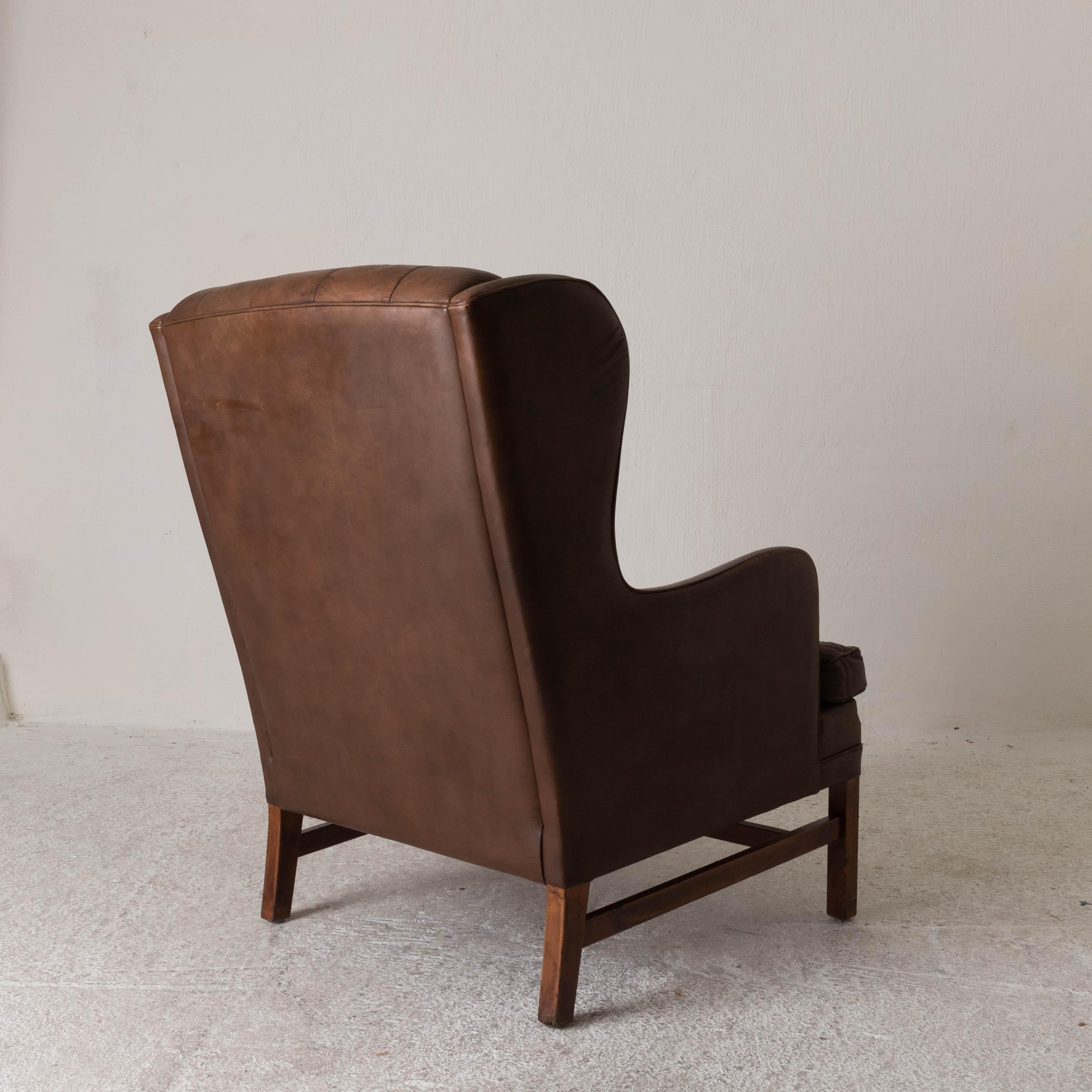 Stuhl mit Ohrensessel, schwedisch, 20. Jahrhundert, Braun getuftet, Schweden (Schwedisch) im Angebot