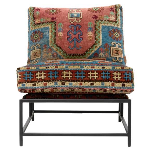 Chair with Antique Rug Upholstery For Sale