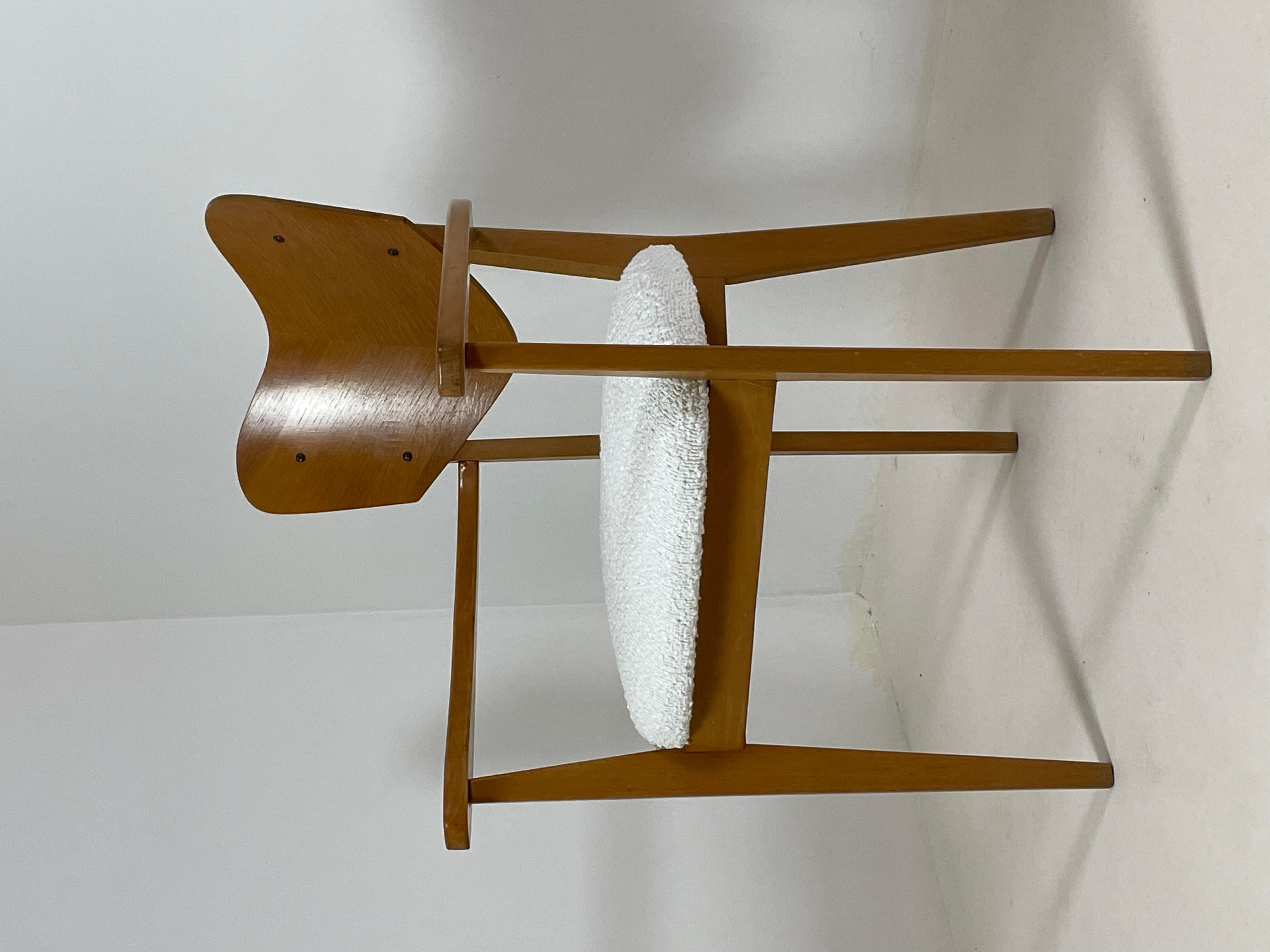 Beech chair with armrests by René Jean Caillette, France  For Sale