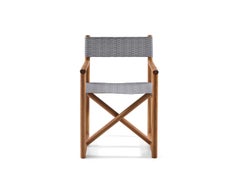 Chair with armrests Gervasoni Hashi 24 design Federica Biasi - Iroko - Blue