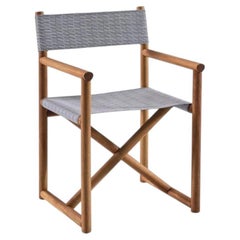 Chair with armrests Gervasoni Hashi 24 design Federica Biasi - Teak - Blue