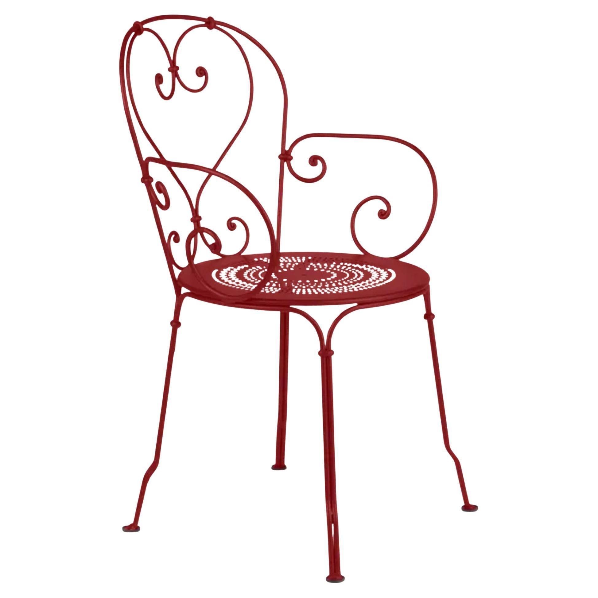 Chair with arms Fermob - 1900 Armchair - Chili For Sale