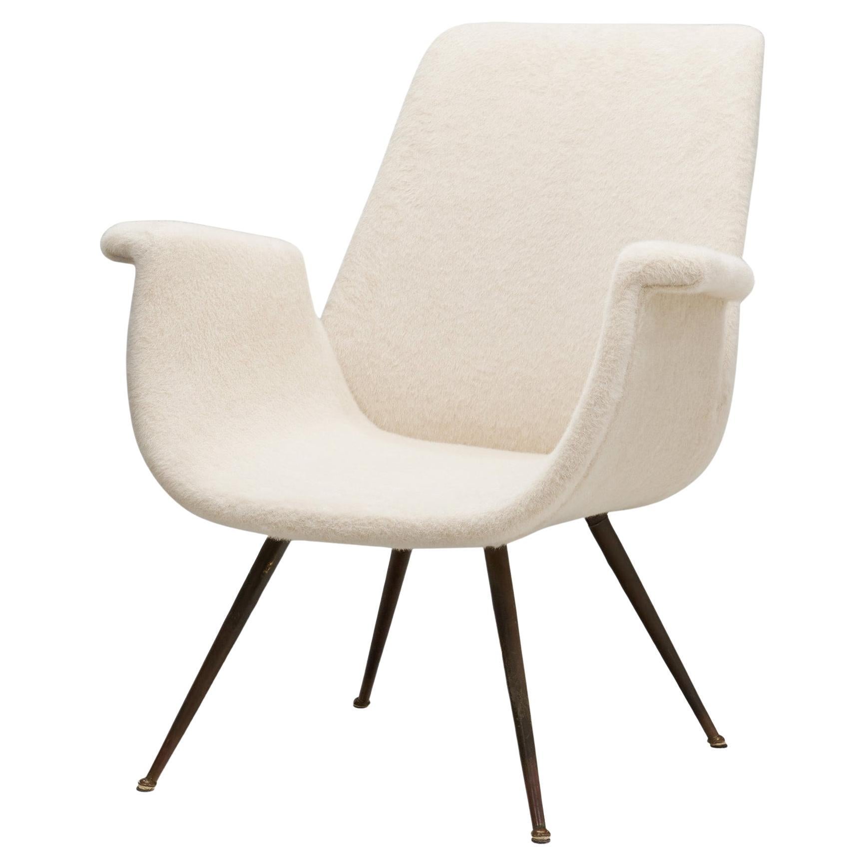 Sedia con gambe in ottone laccato di Gastone Rinaldi (Attr.) per RIMA, Italia anni '50