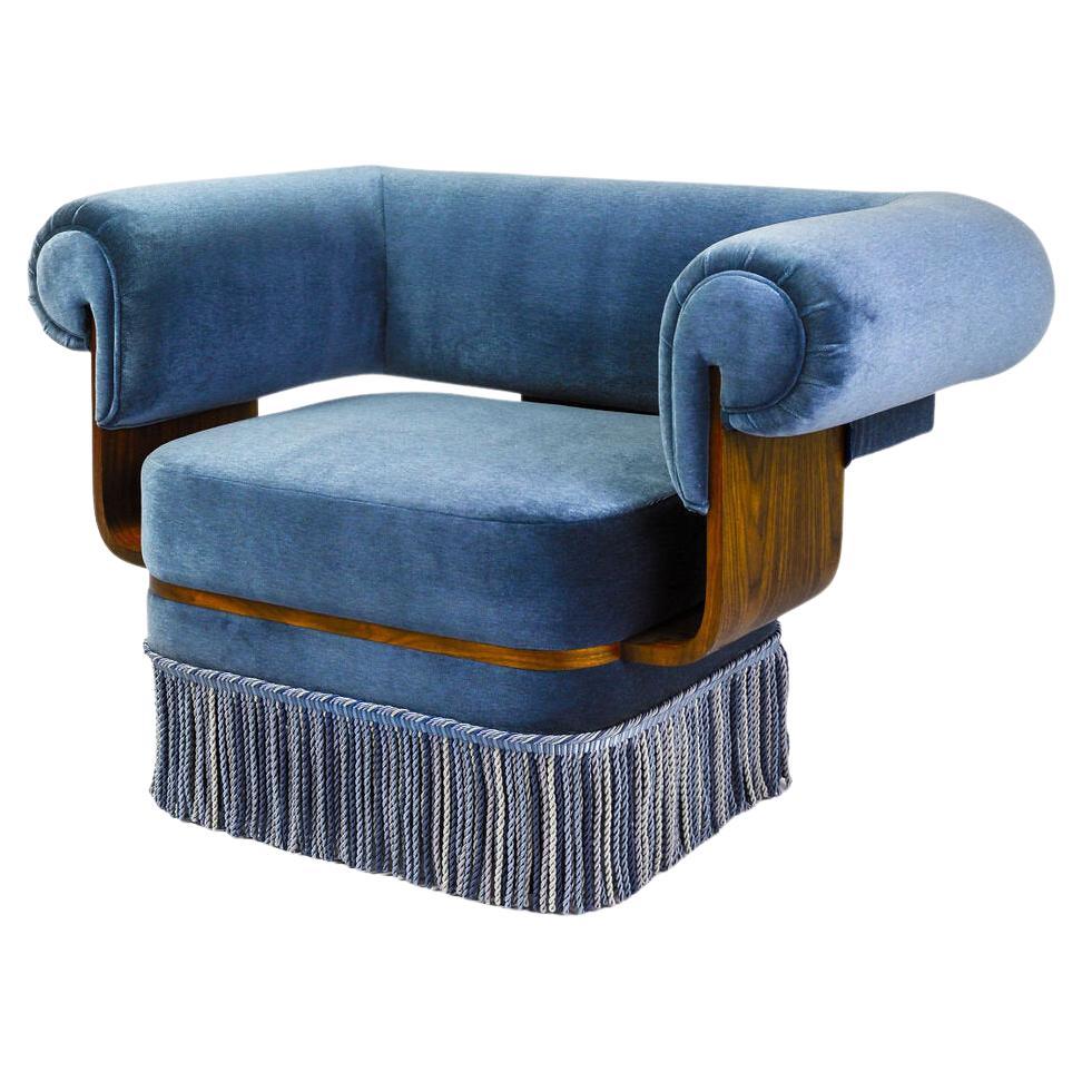Chair with Mohair and Fringe For Sale