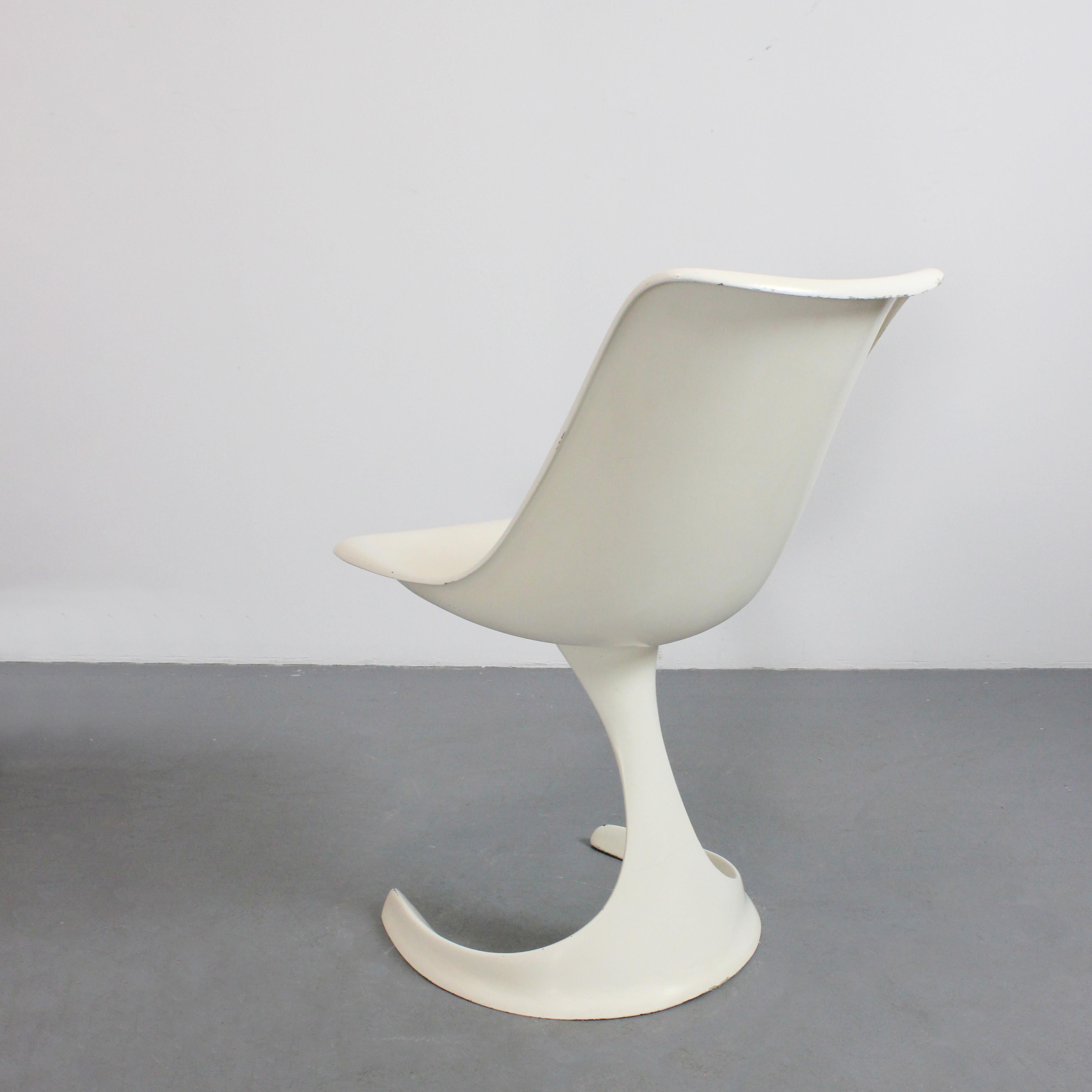 Stuhl mit Gestell aus Stahl und Fiberglas, cremeweiß lackiert - für Felpam - im Angebot 4