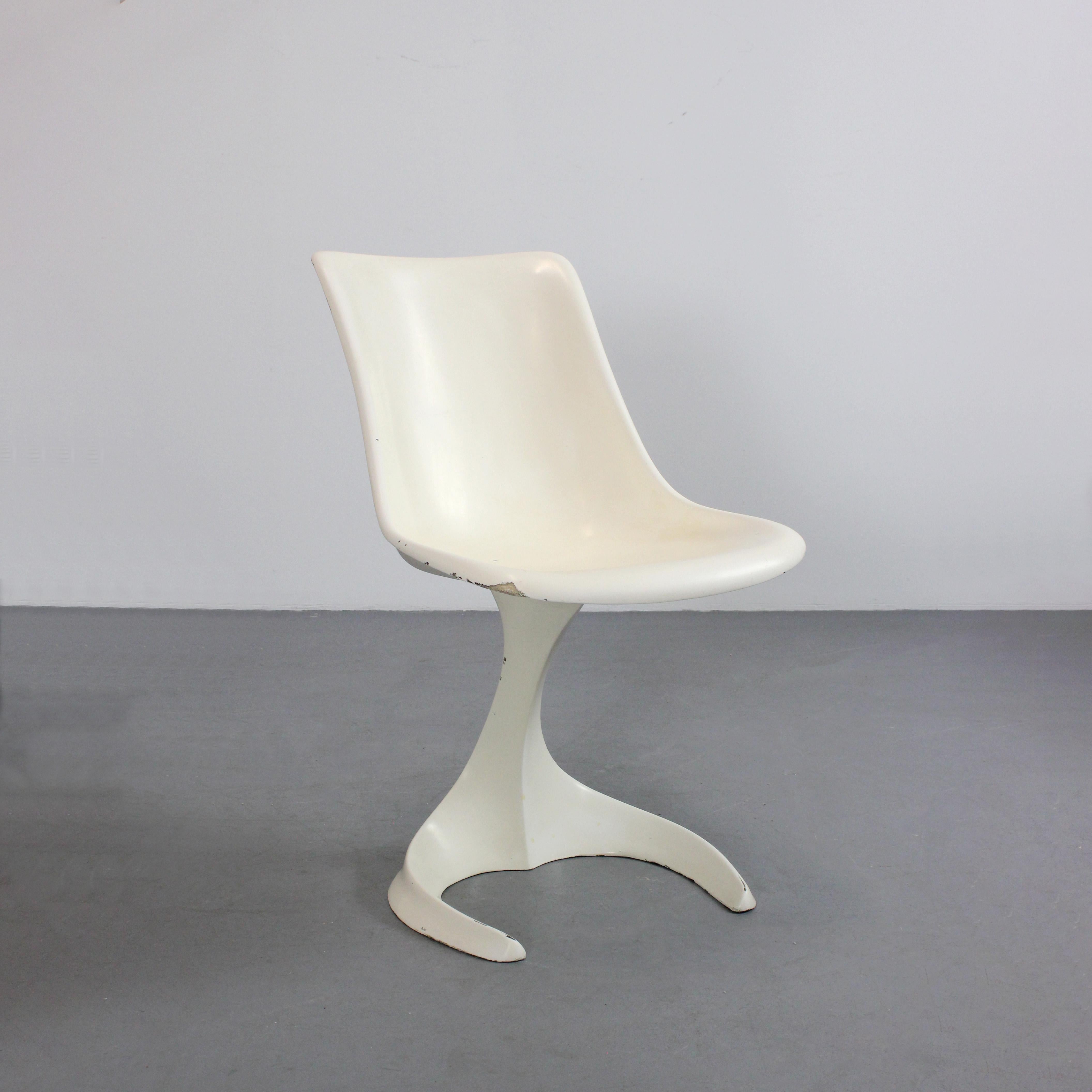 Stuhl mit Gestell aus Stahl und Fiberglas, cremeweiß lackiert - für Felpam - im Angebot 2