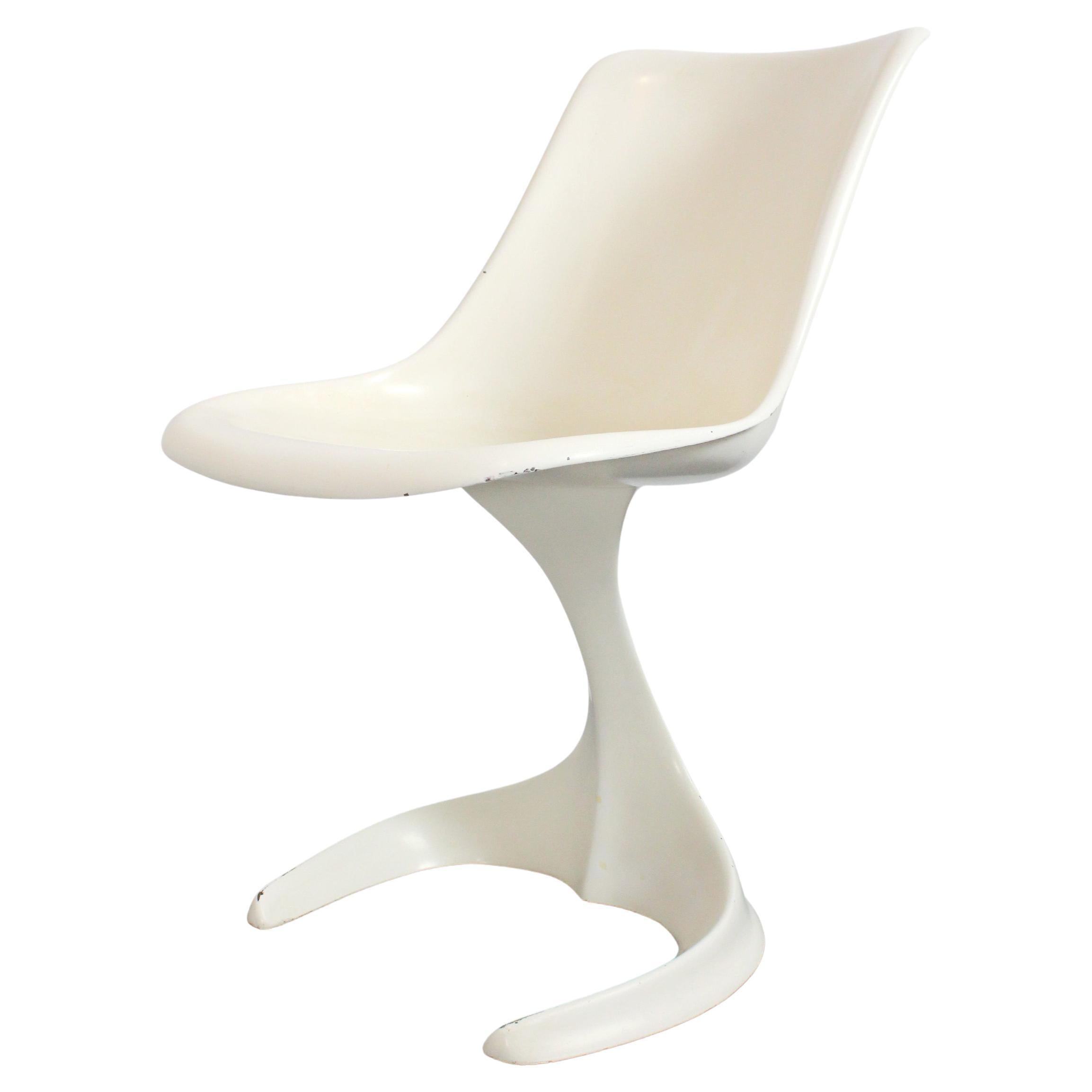 Stuhl mit Gestell aus Stahl und Fiberglas, cremeweiß lackiert - für Felpam - im Angebot