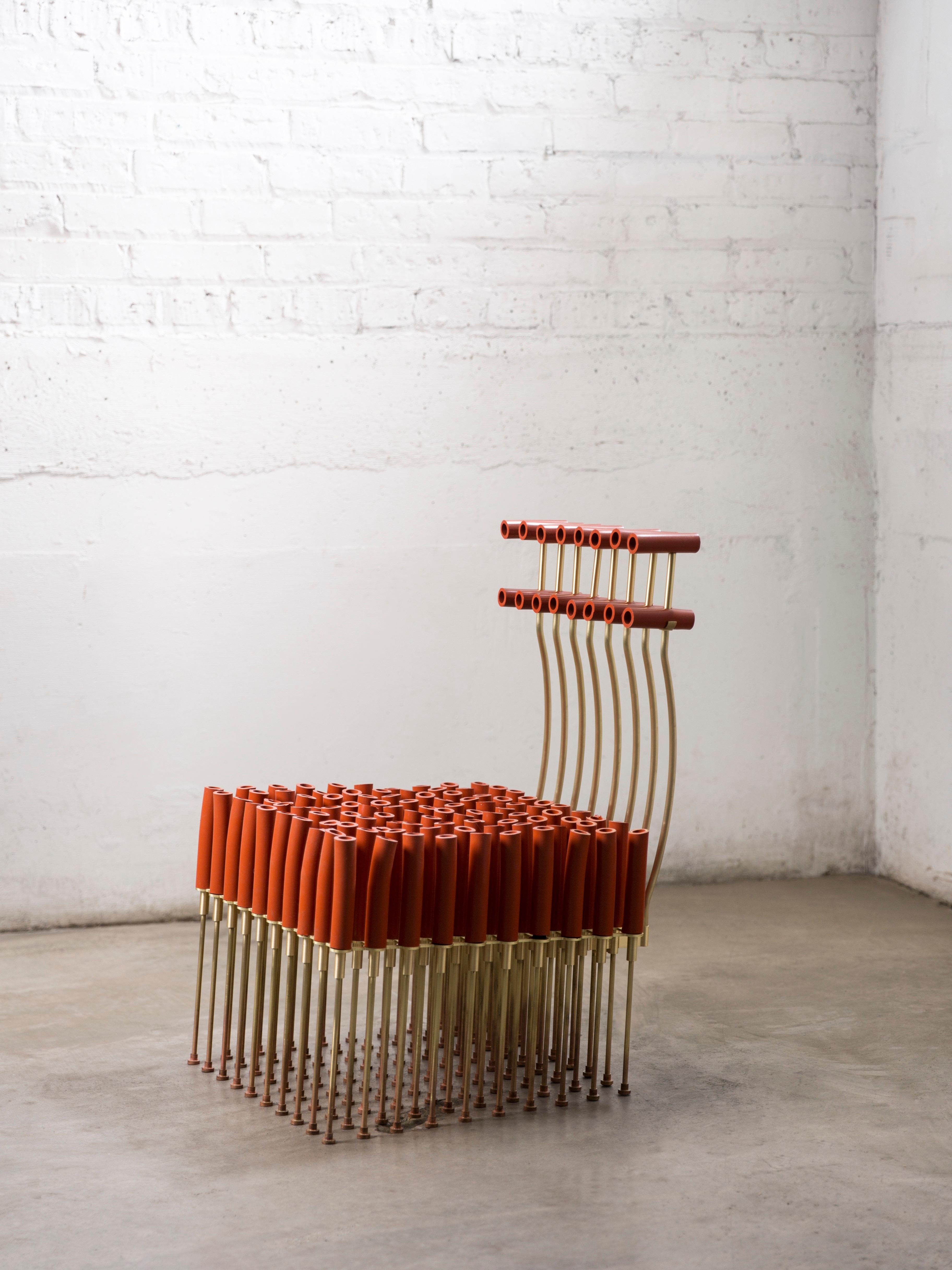 Stuhl mit Röhren und Messing von Gentner Design im Angebot 1