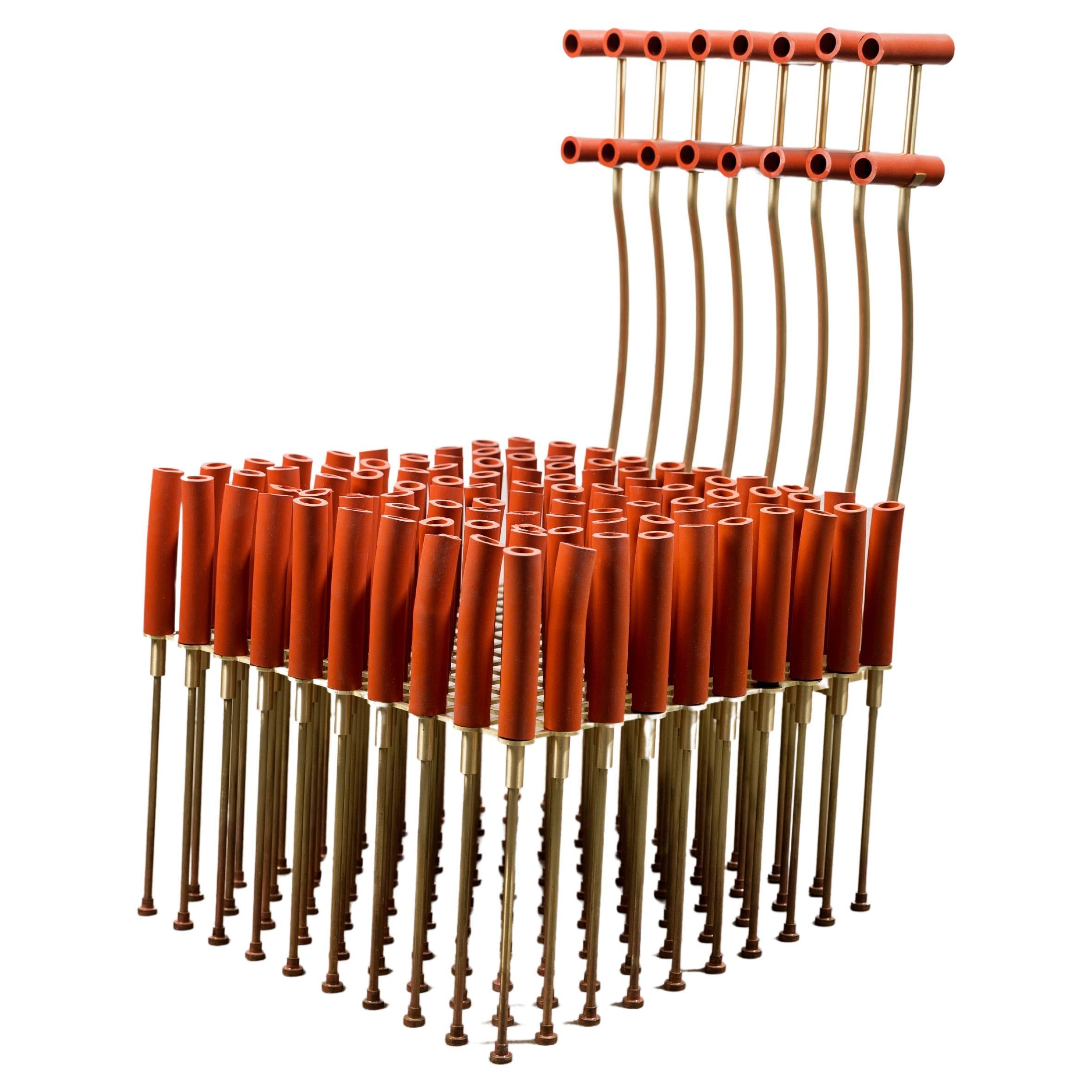 Chair with Tubes and Brass by Gentner Design