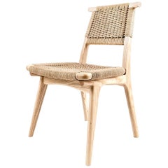 Silla, Tejido Cordón Danés, Madera, Mitad Siglo, Comedor, Oficina, A Medida