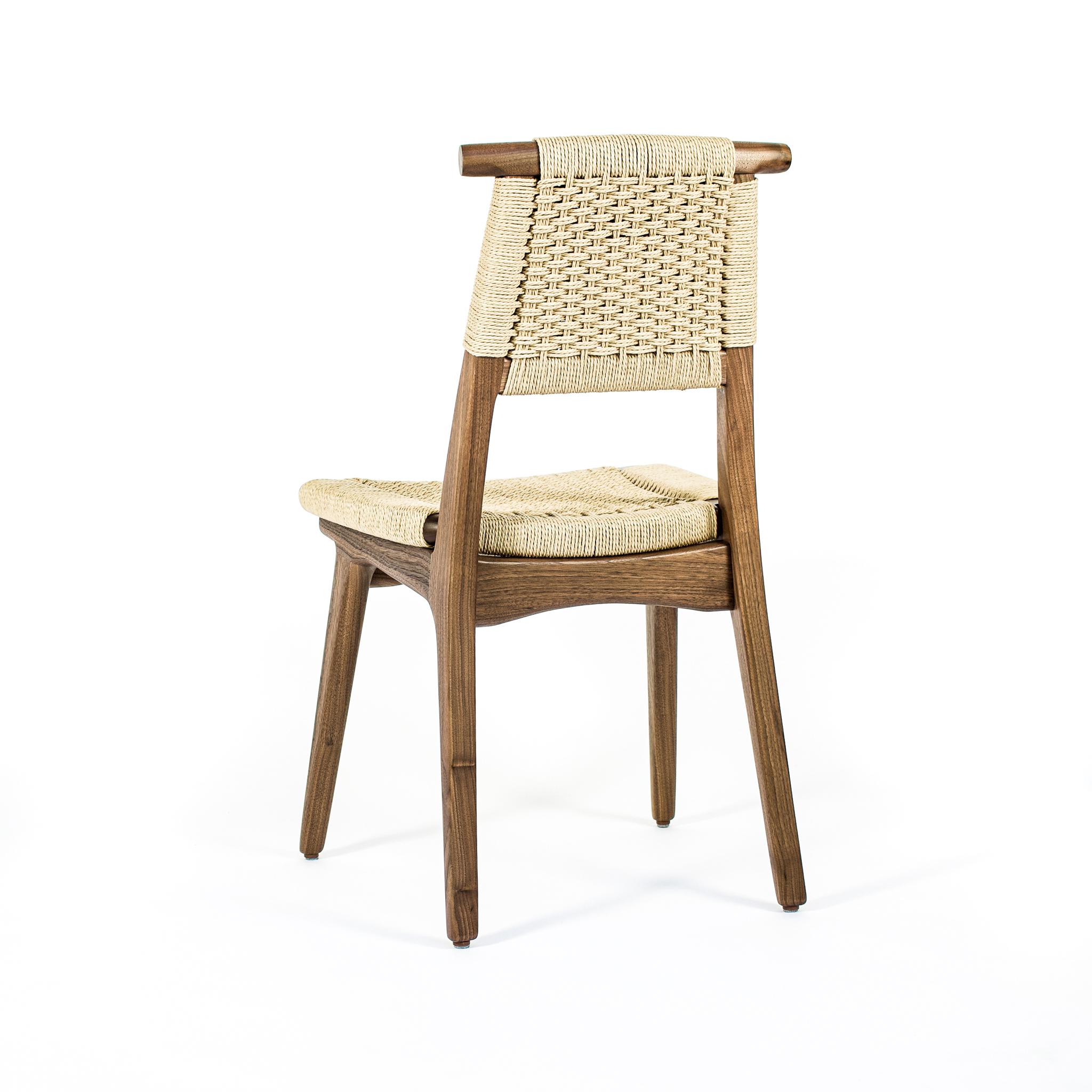 Americano Sedia, Corda danese intrecciata, Legno duro, Noce, Midcentury, da pranzo, da ufficio, personalizzata in vendita