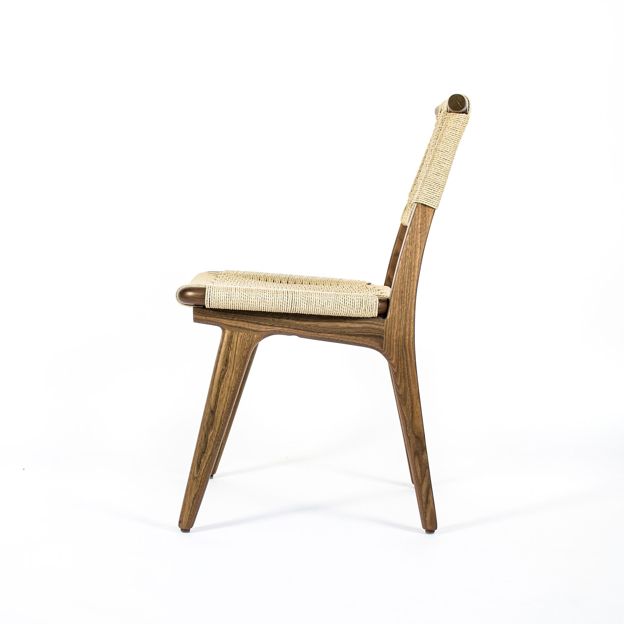 American Chair, Woven Danish Cord, Hardwood, Walnut, Midcentury, Dining, Office, Custom For Sale