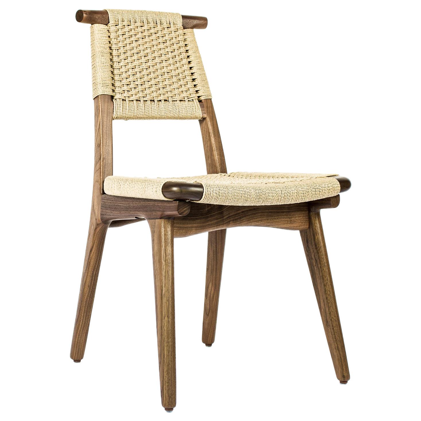 Chair, Woven Danish Cord, Hardwood, Walnut, Midcentury, Dining, Office, Custom