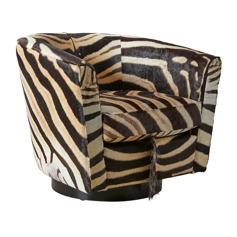 Chair-Zebra Hide Swivel For Sale at 1stDibs zebra swivel chair